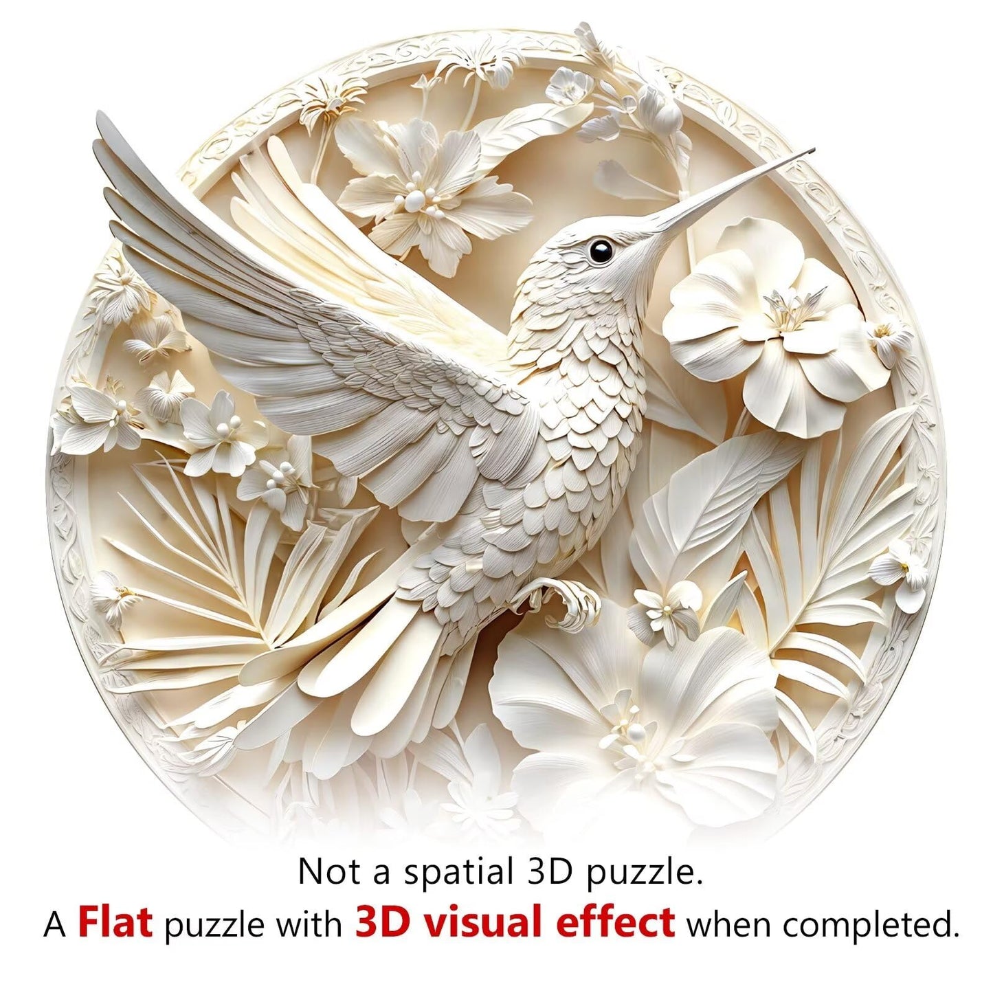 Jollitot 3D Hummingbird Puzzle – 200 Pieces, Wooden 11.4x11.4 in | Gift-Ready