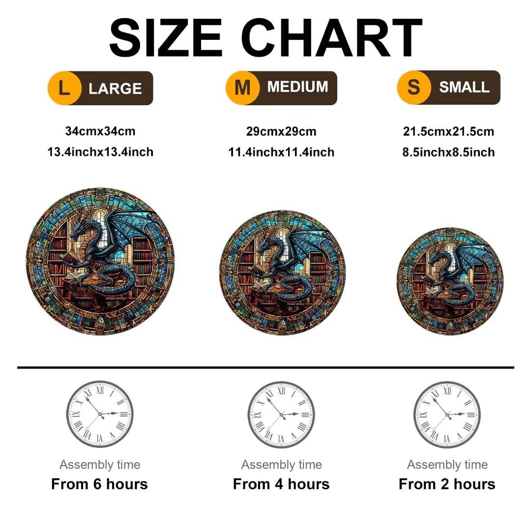 Jollitot Dragon Library Puzzle – 505-Piece Wooden Jigsaw for Adults | Unique Animal Shapes 17.3 x 17.3 in