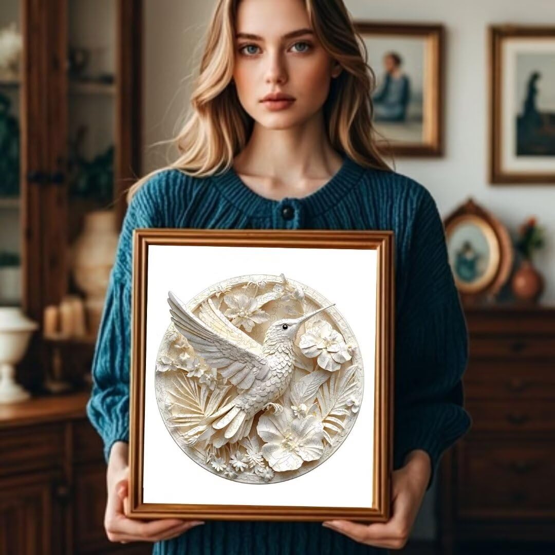 Jollitot 3D Hummingbird Puzzle – 200 Pieces, Wooden 11.4x11.4 in | Gift-Ready