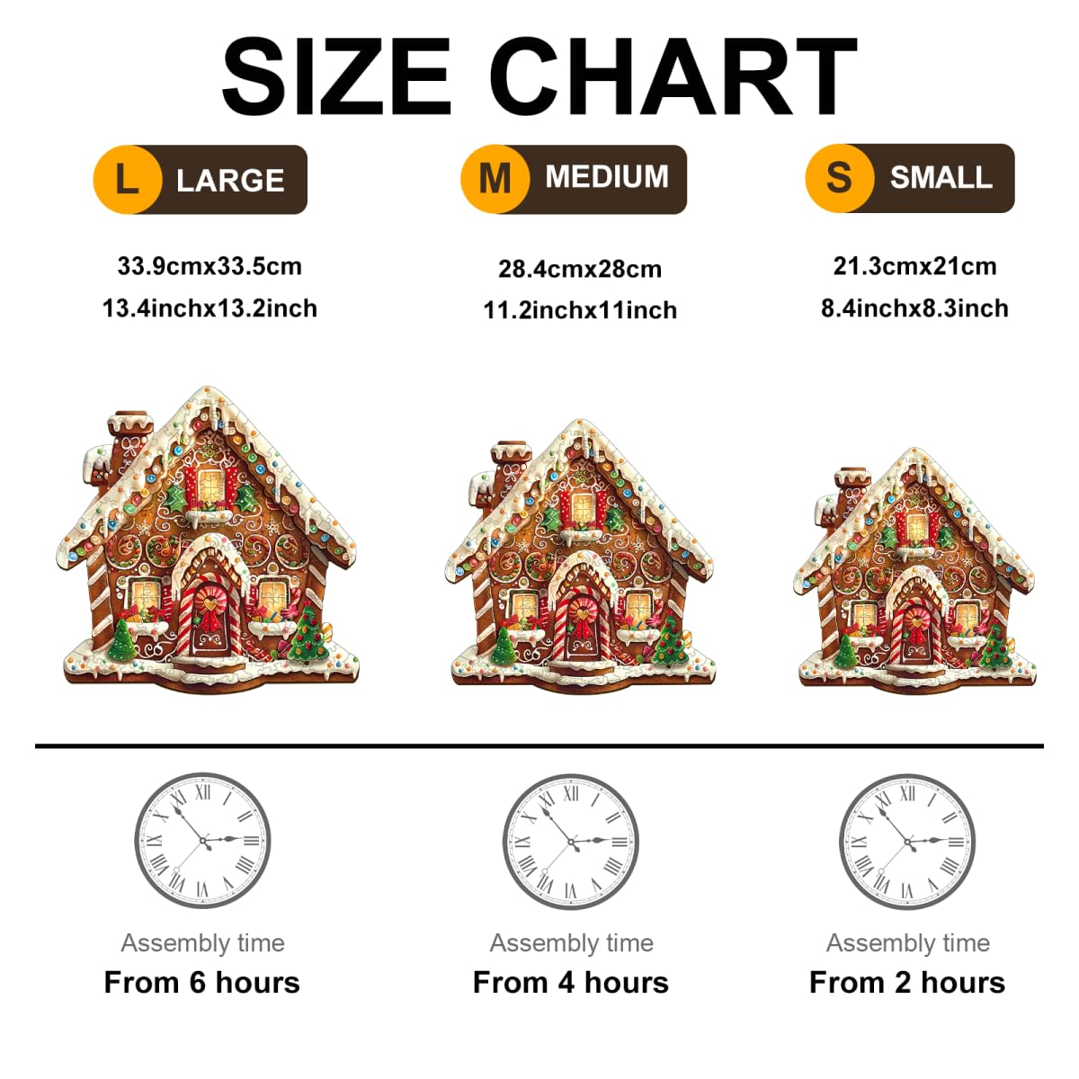 Jollitot Wooden Gingerbread House Puzzle — 185-Piece Holiday Shaped Jigsaw for Adults, Wall Decor 11.5x11 in