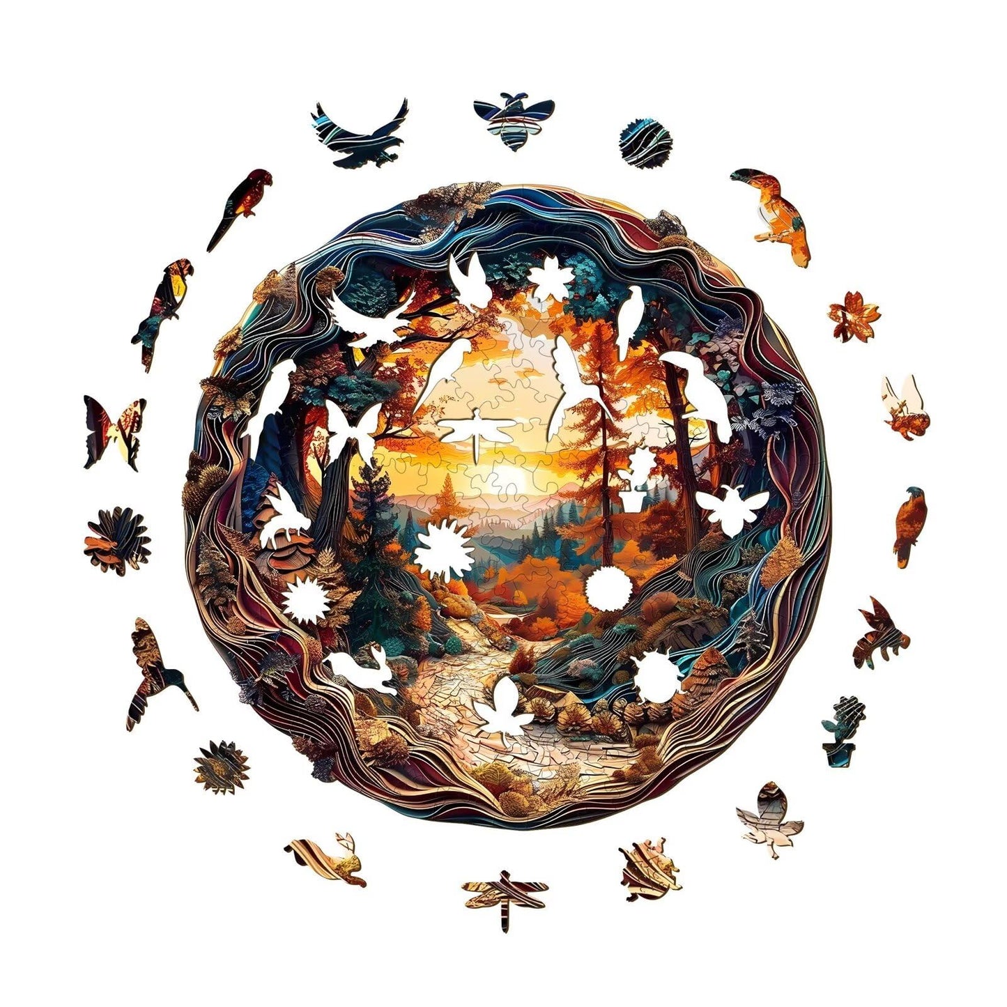 Jollitot Wooden Puzzles for Adults – 3D Winding Road, 300 Pieces, Animal-Shaped, 13.4x13.4 in