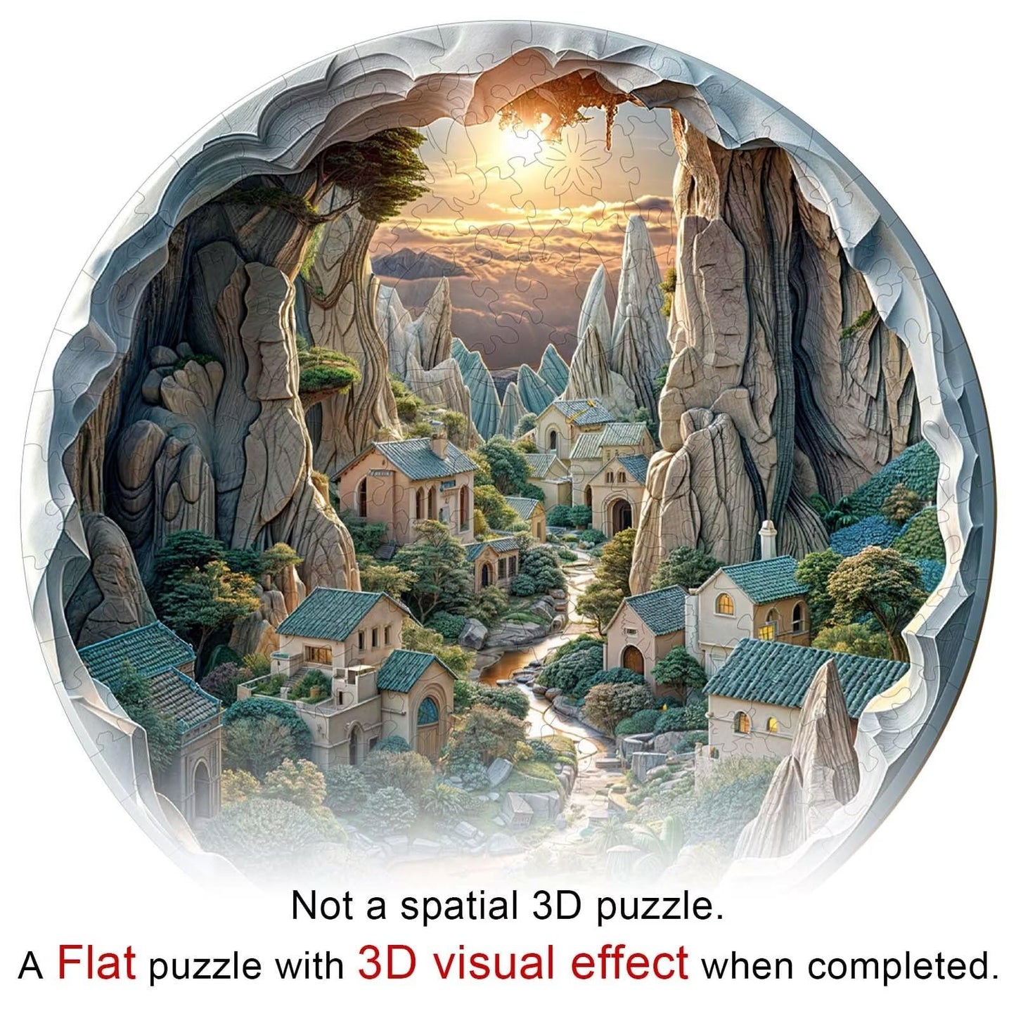 Jollitot 3D Cave Forest Puzzle — 200 Pieces, Wooden Animal-Shaped Jigsaw, 11.4x11.3in