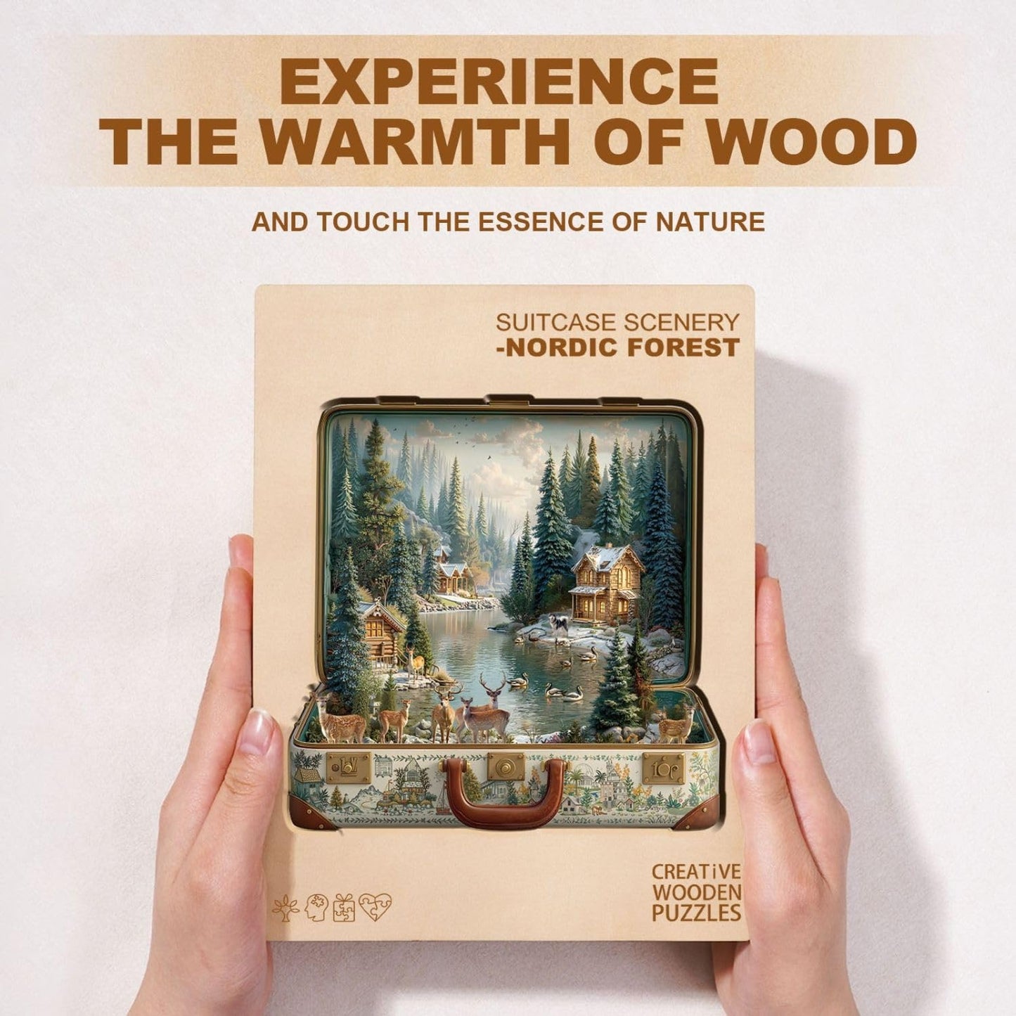 Jollitot Suitcase Scenery Nordic Forest Puzzle – 200 Pieces, Wooden, 11.4 x 11 in