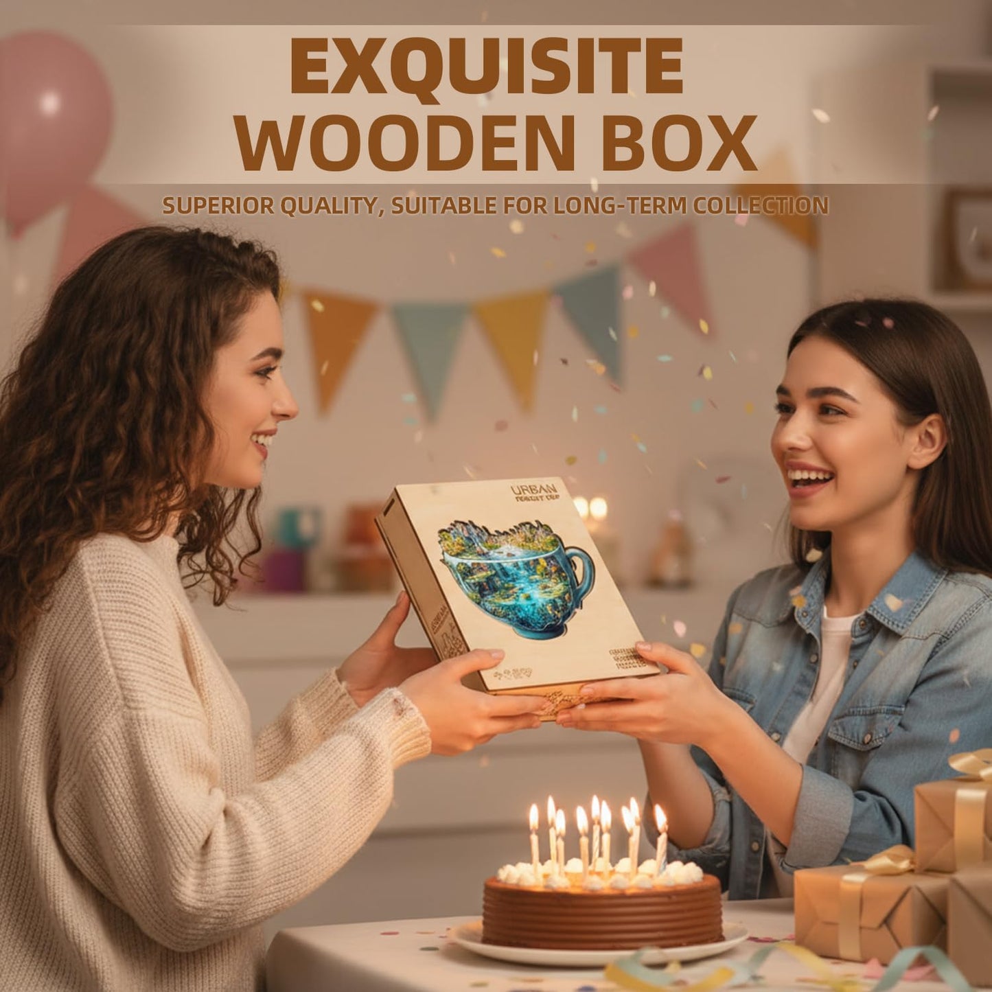 Jollitot Wooden Puzzles for Adults — Urban Forest Cup 195 Pieces, 13.4 x 11.4 in, Unique Animal-Shaped Jigsaw