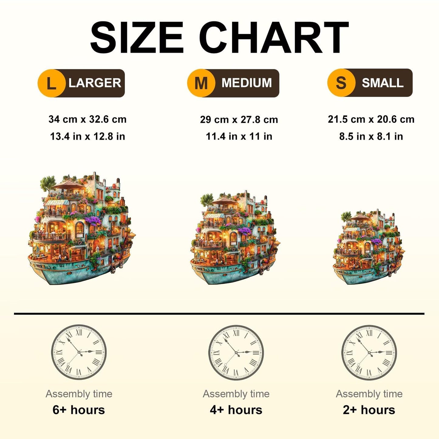 Jollitot Voyage Garden Ship Puzzles – 260-Piece Wooden Jigsaw for Adults, Unique Animal Shapes