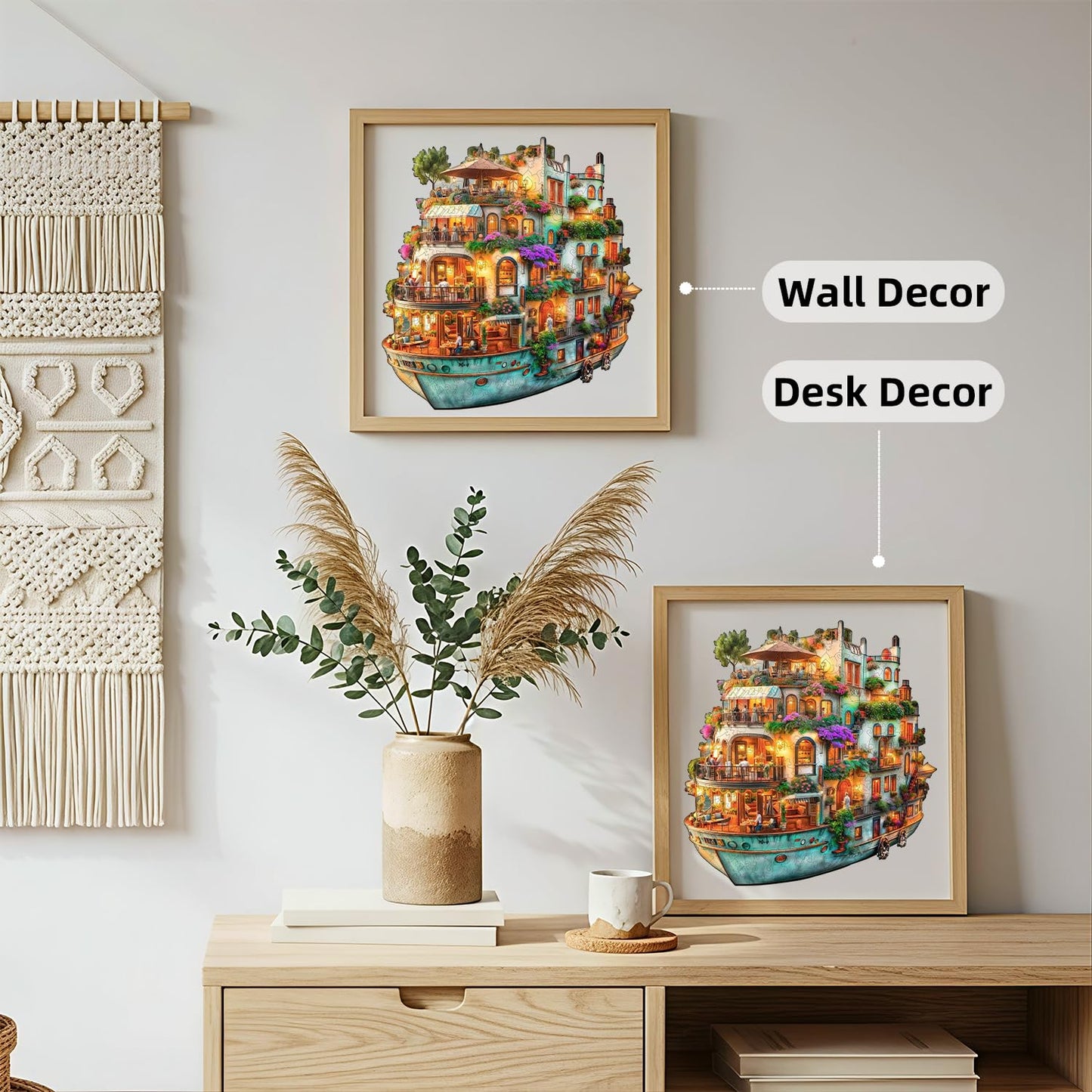 Jollitot Voyage Garden Ship Puzzles – 260-Piece Wooden Jigsaw for Adults, Unique Animal Shapes