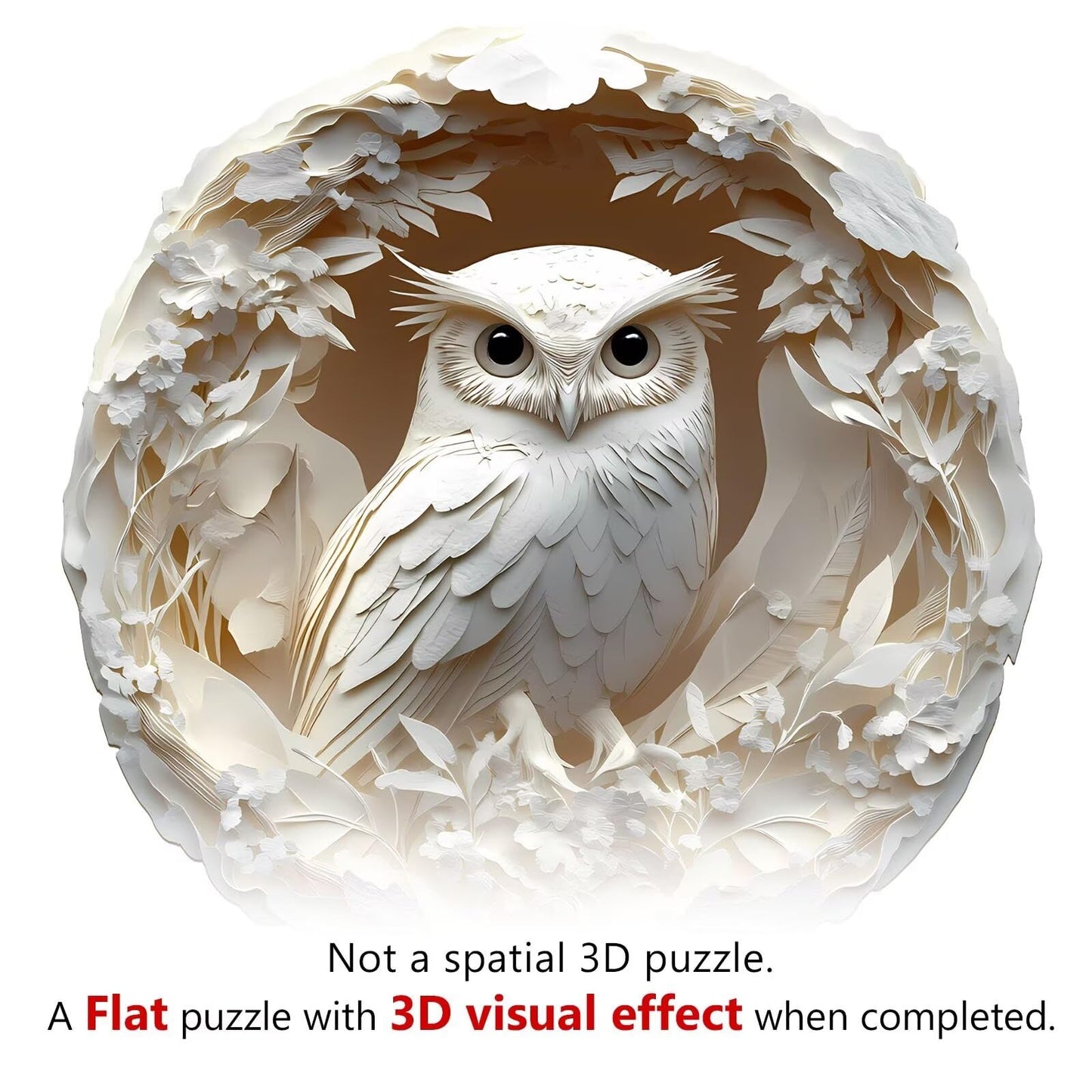 Jollitot Wooden Owl Puzzle 200-Piece — 3D Carved Animal Jigsaw, 11.4x11.3in