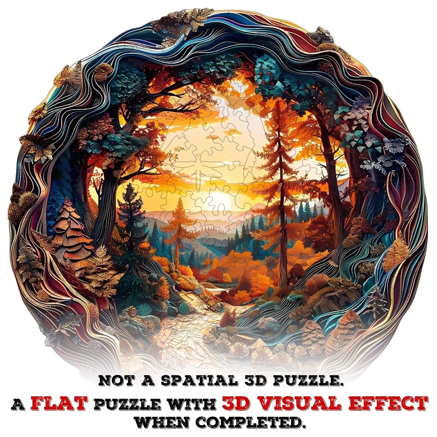 Jollitot Wooden Puzzles for Adults – 3D Winding Road, 300 Pieces, Animal-Shaped, 13.4x13.4 in