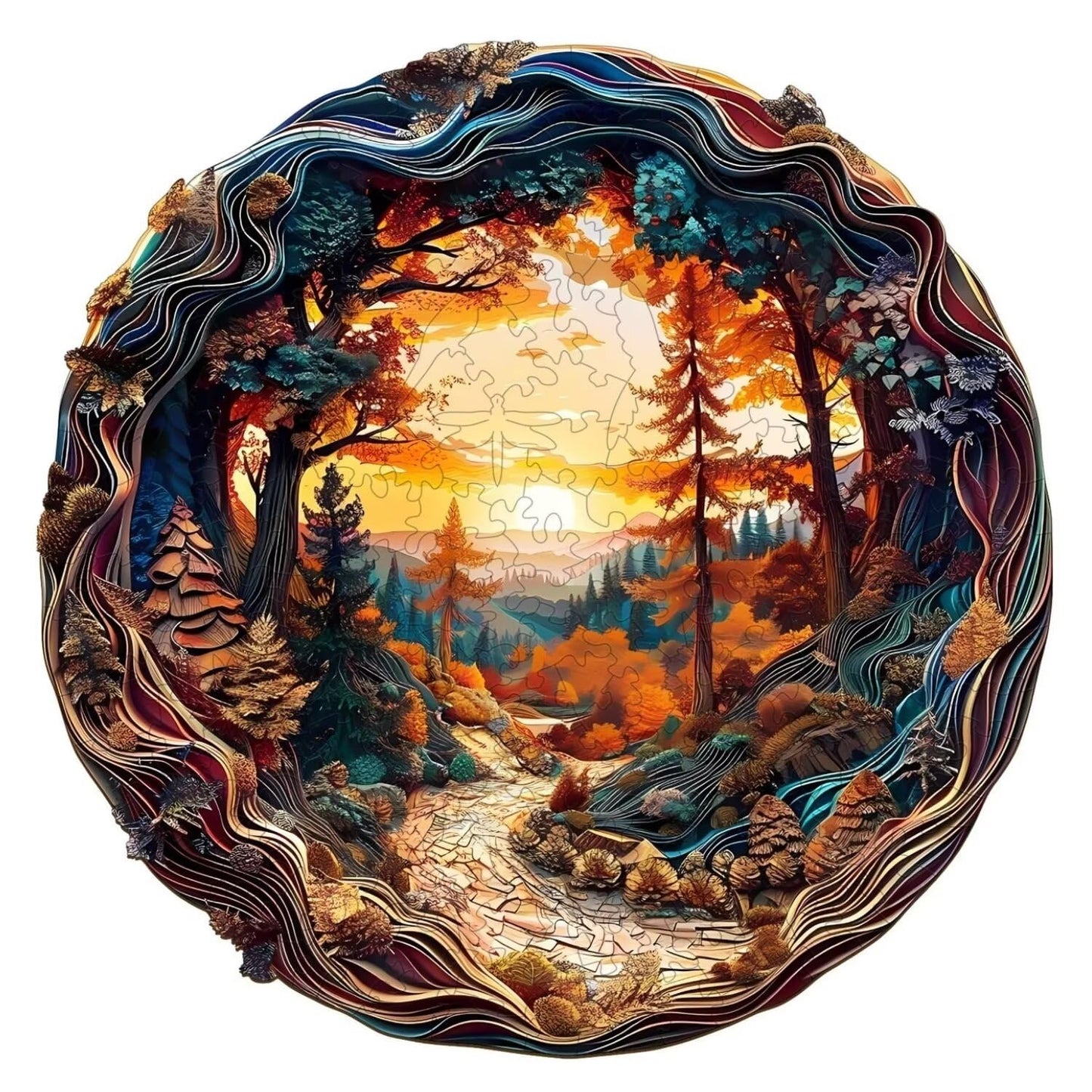 Jollitot Wooden Puzzles for Adults – 3D Winding Road, 300 Pieces, Animal-Shaped, 13.4x13.4 in