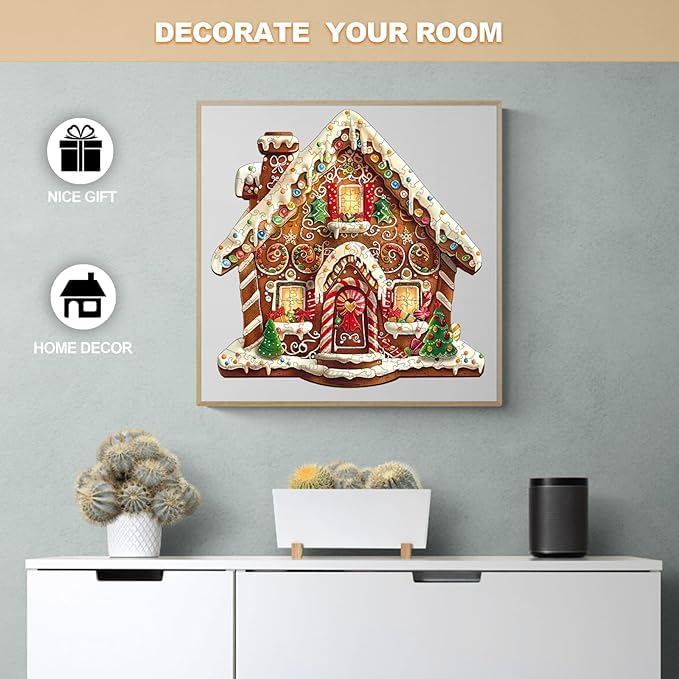 Jollitot Wooden Christmas Puzzle – Gingerbread House 250 Pieces, 13.4x13.2in | Premium Wooden Jigsaw