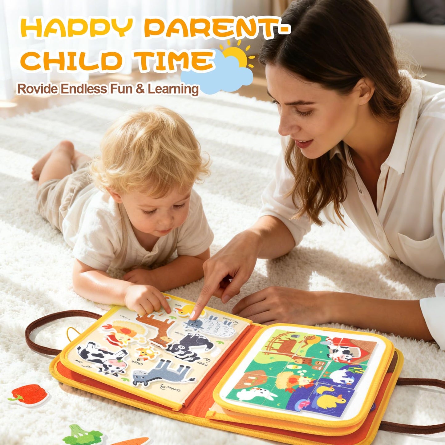 Jollybaby Montessori Activity Busy Book – Farm Theme for Toddlers & Preschool Learning