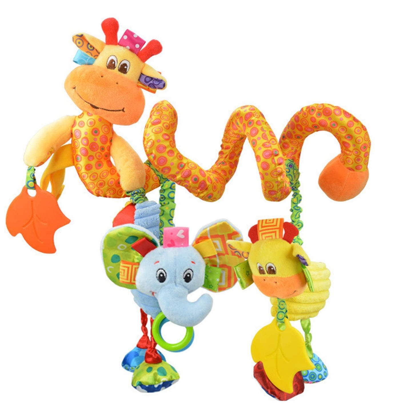Jollybaby Giraffe Crib Toy & Teether for Babies 0-12 Months — Sensory Play, Music Box, Spiral Clip
