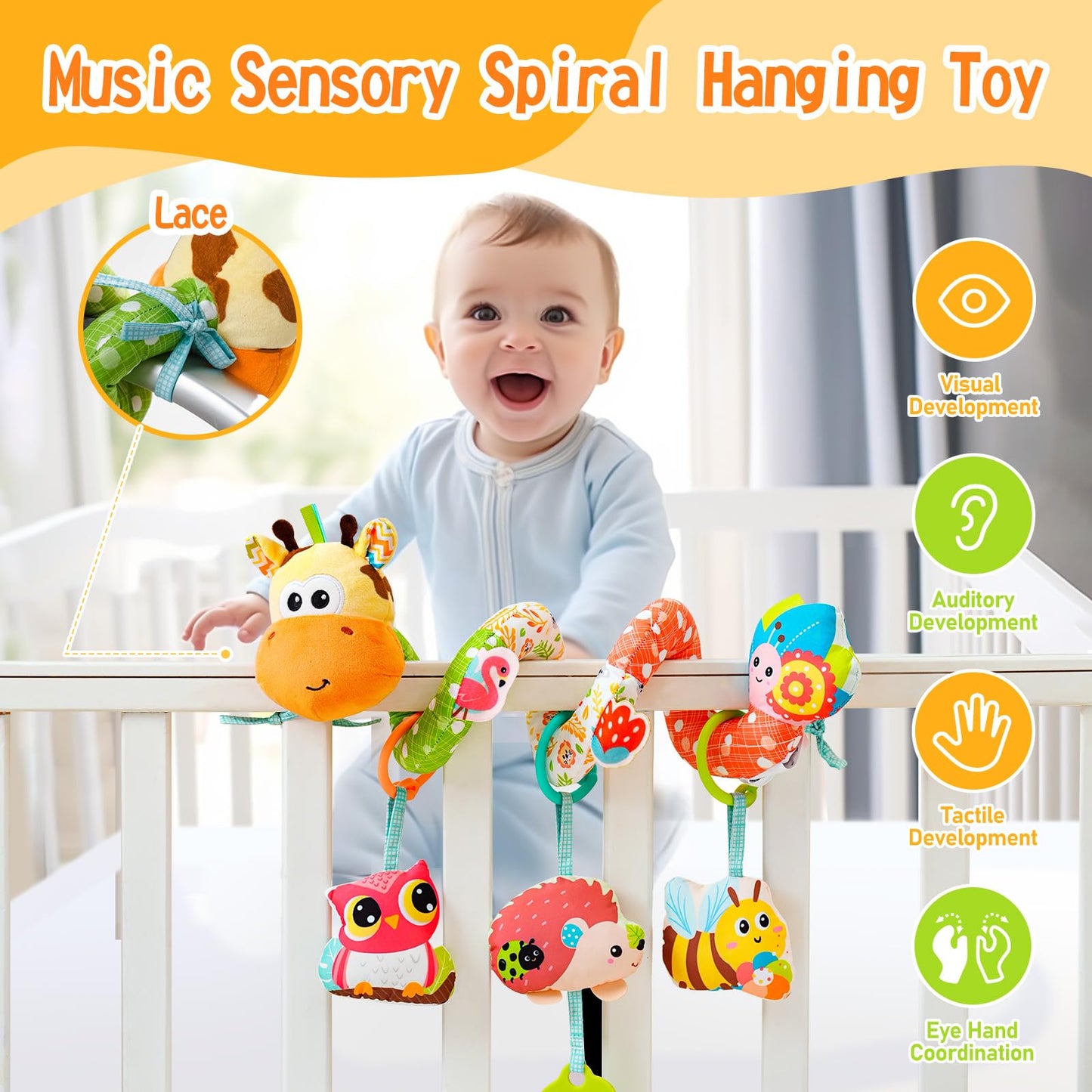 Jollybaby Baby Car Seat & Stroller Toy — 0-12 Months, Music Box & Teether