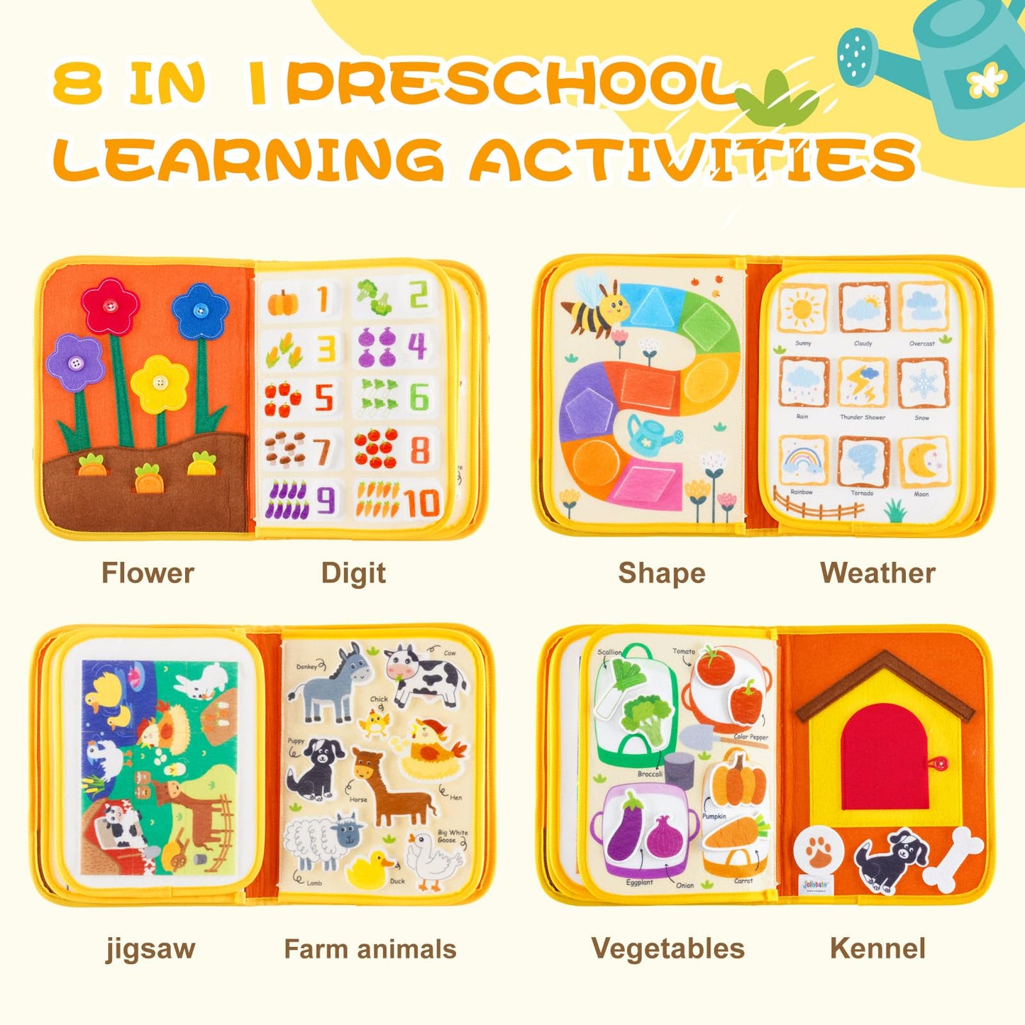 Jollybaby Montessori Activity Busy Book – Farm Theme for Toddlers & Preschool Learning