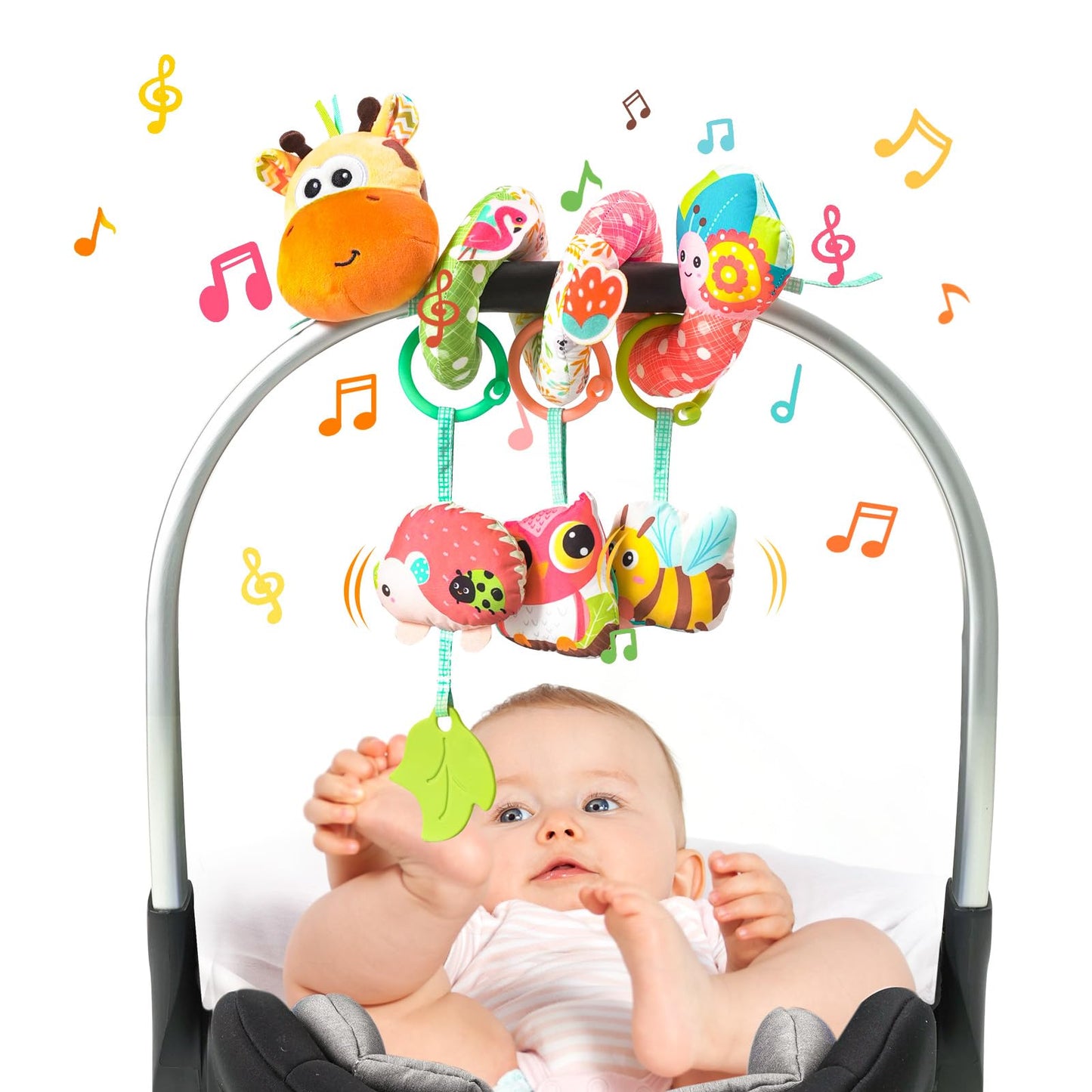 Jollybaby Baby Car Seat & Stroller Toy — 0-12 Months, Music Box & Teether