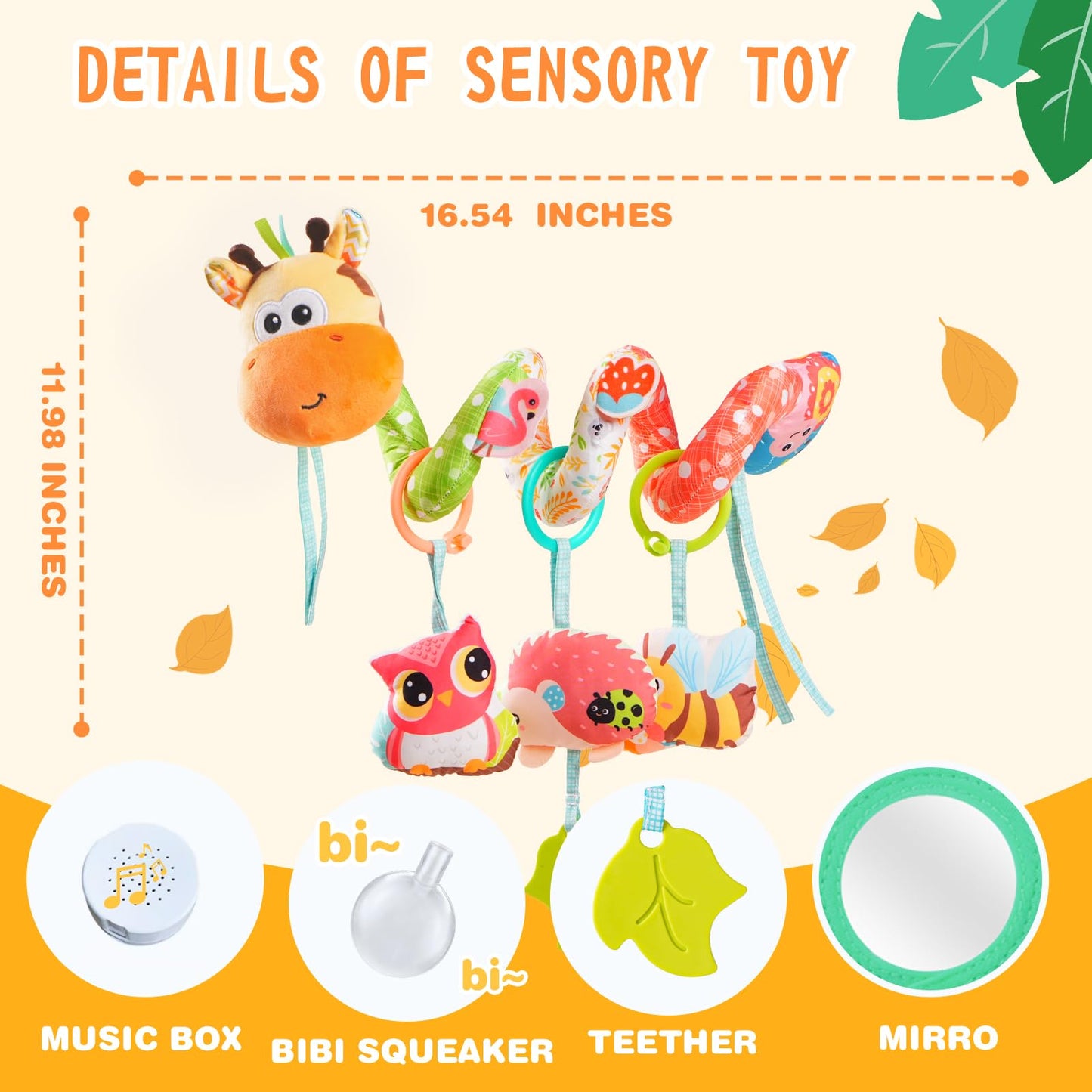 Jollybaby Baby Car Seat & Stroller Toy — 0-12 Months, Music Box & Teether