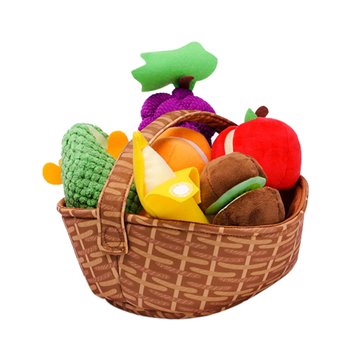 Jollybaby Toddler Plush Fruit Basket: Soft Montessori Pretend Play Food Set