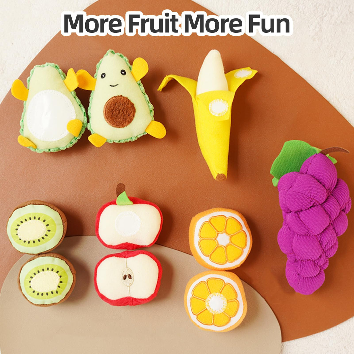 Jollybaby Toddler Plush Fruit Basket: Soft Montessori Pretend Play Food Set