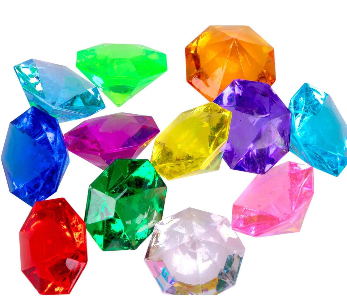 Jollylife 36pcs Acrylic Diamond Gems — 25 Carat Pool Decor & Pirate Treasure Favors