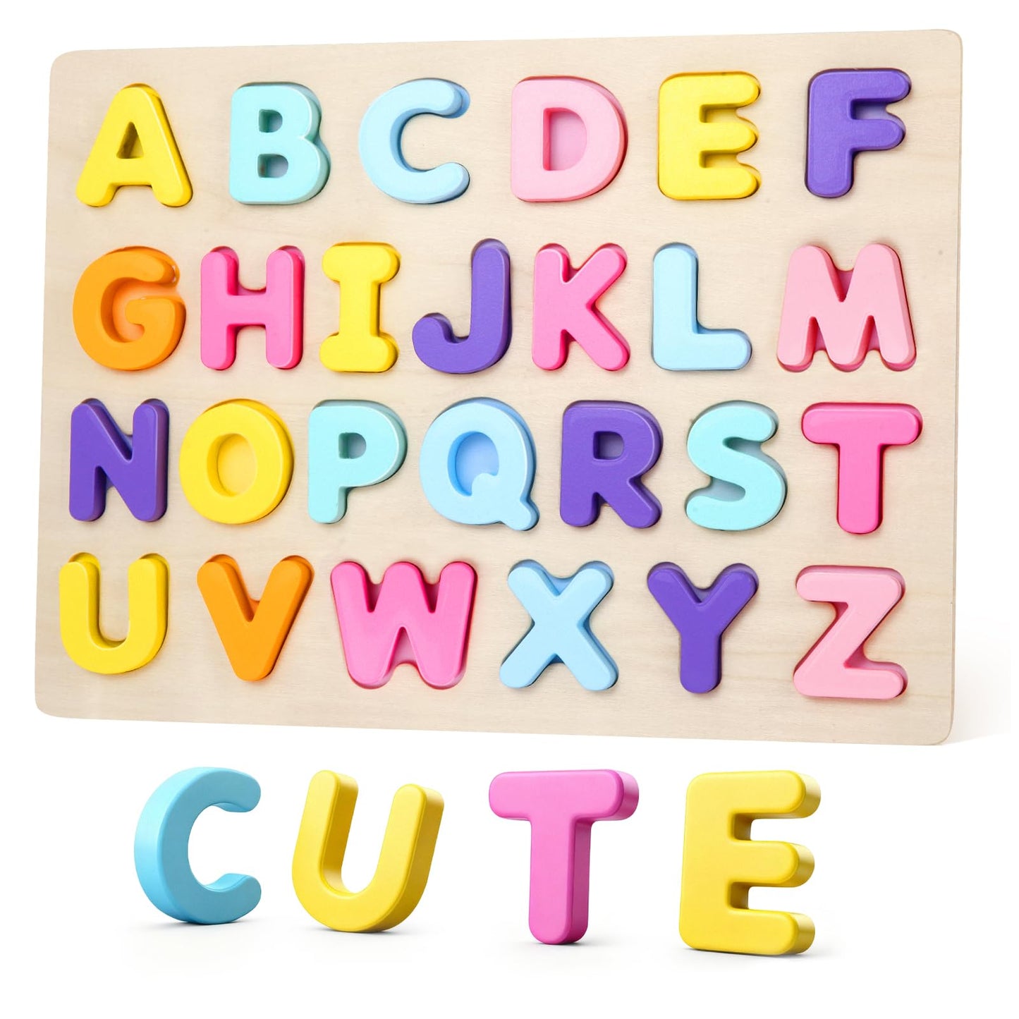 JOLSNAF Alphabet Puzzles – Wooden ABC Learning Toy for Toddlers