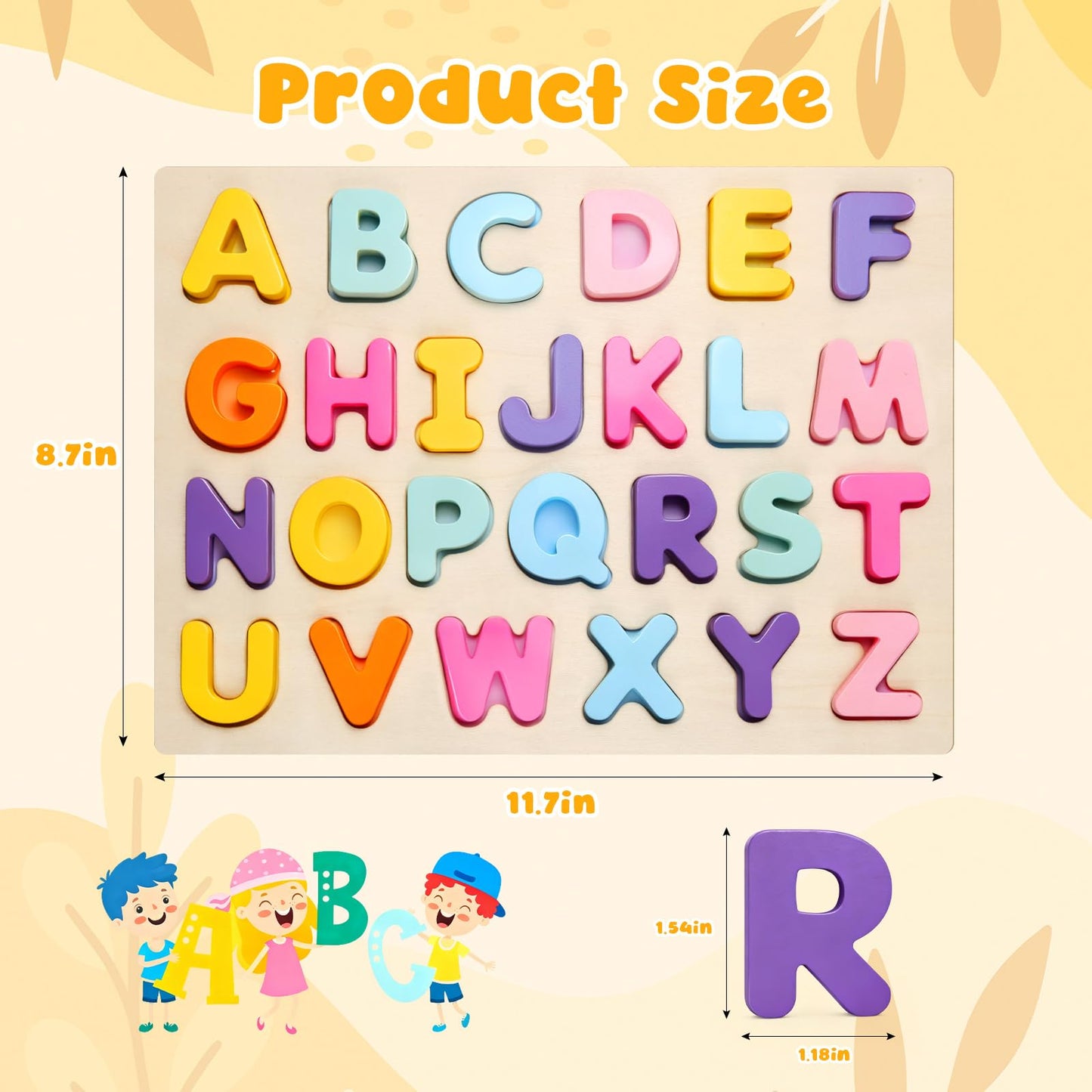 JOLSNAF Alphabet Puzzles – Wooden ABC Learning Toy for Toddlers