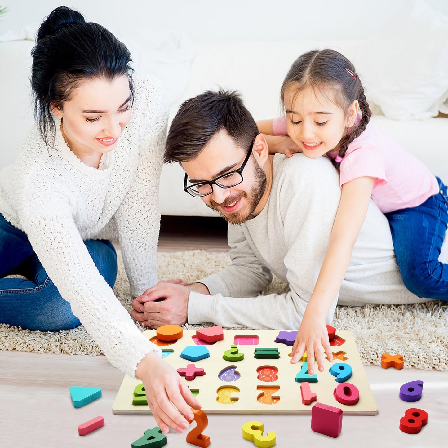 JOLSNAF Wooden Puzzles for Toddlers – Number & Shape Montessori Toys