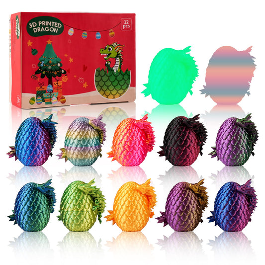 JOMBY 12PCS 3D Printed Dragon Eggs with Dragon Inside – Easter Basket & Desk Decor
