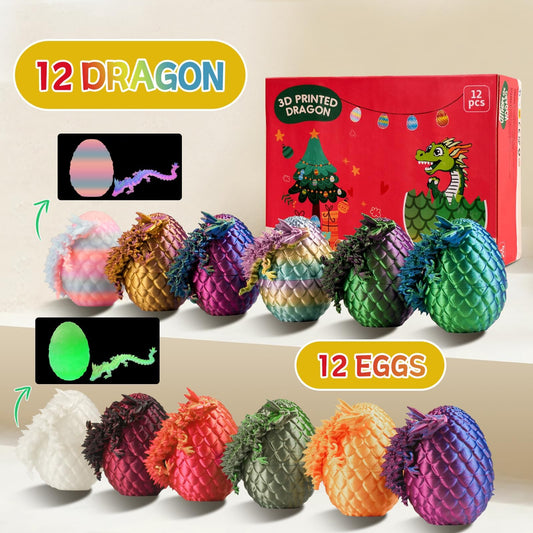 JOMBY 12PCS 3D Printed Dragon Eggs with Dragon Inside – Easter Basket & Desk Decor