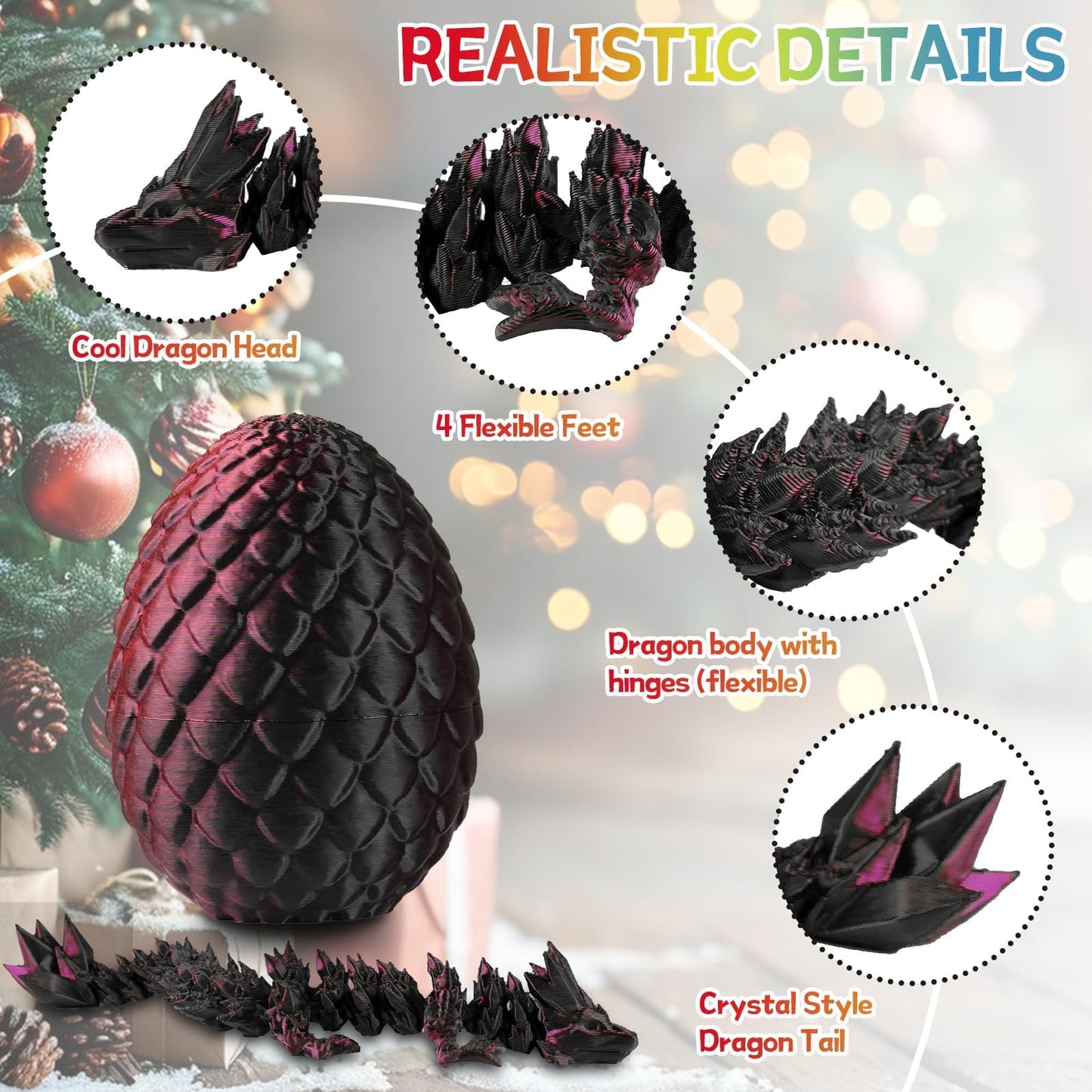 JOMBY 12PCS 3D Printed Dragon Eggs with Dragon Inside – Easter Basket & Desk Decor