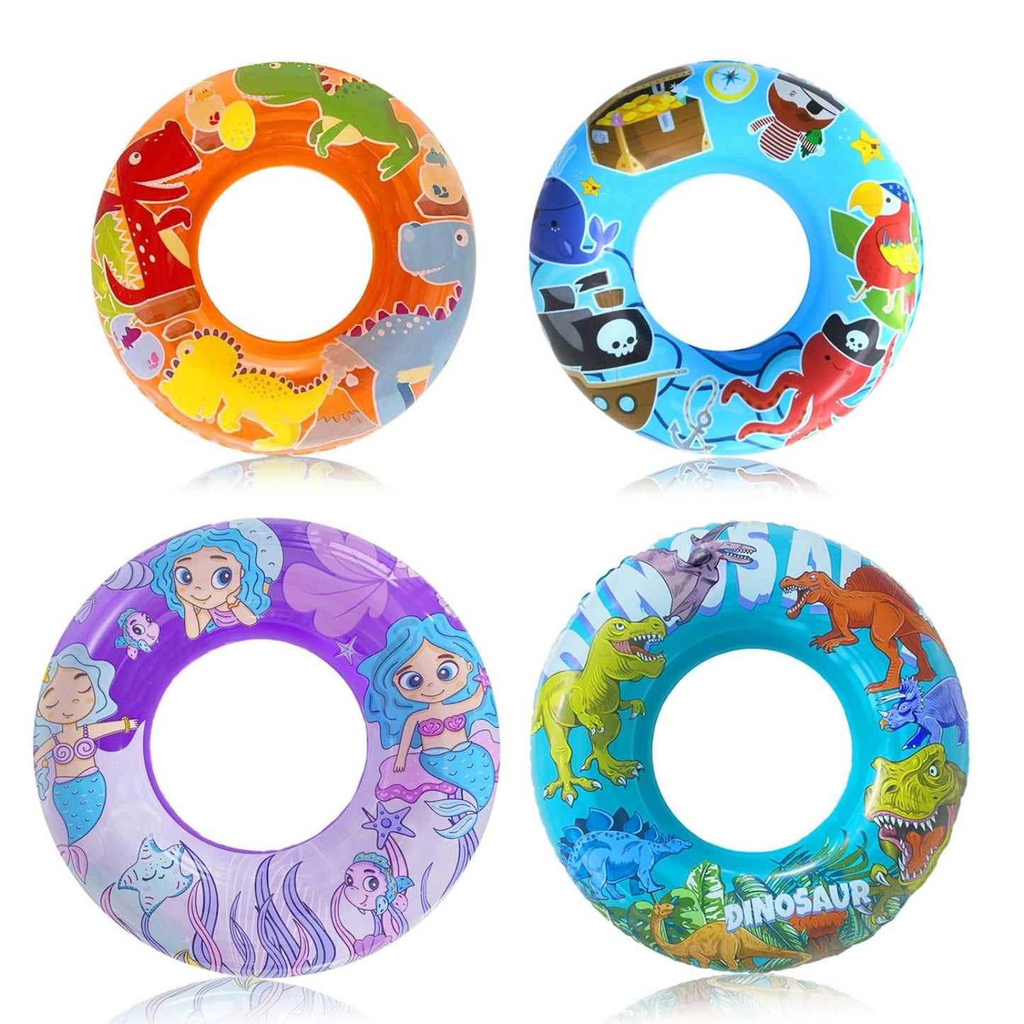 Jomi & Jolly 4 Pack Inflatable Pool Floats – 36-inch and 24-inch Tubes for All Ages