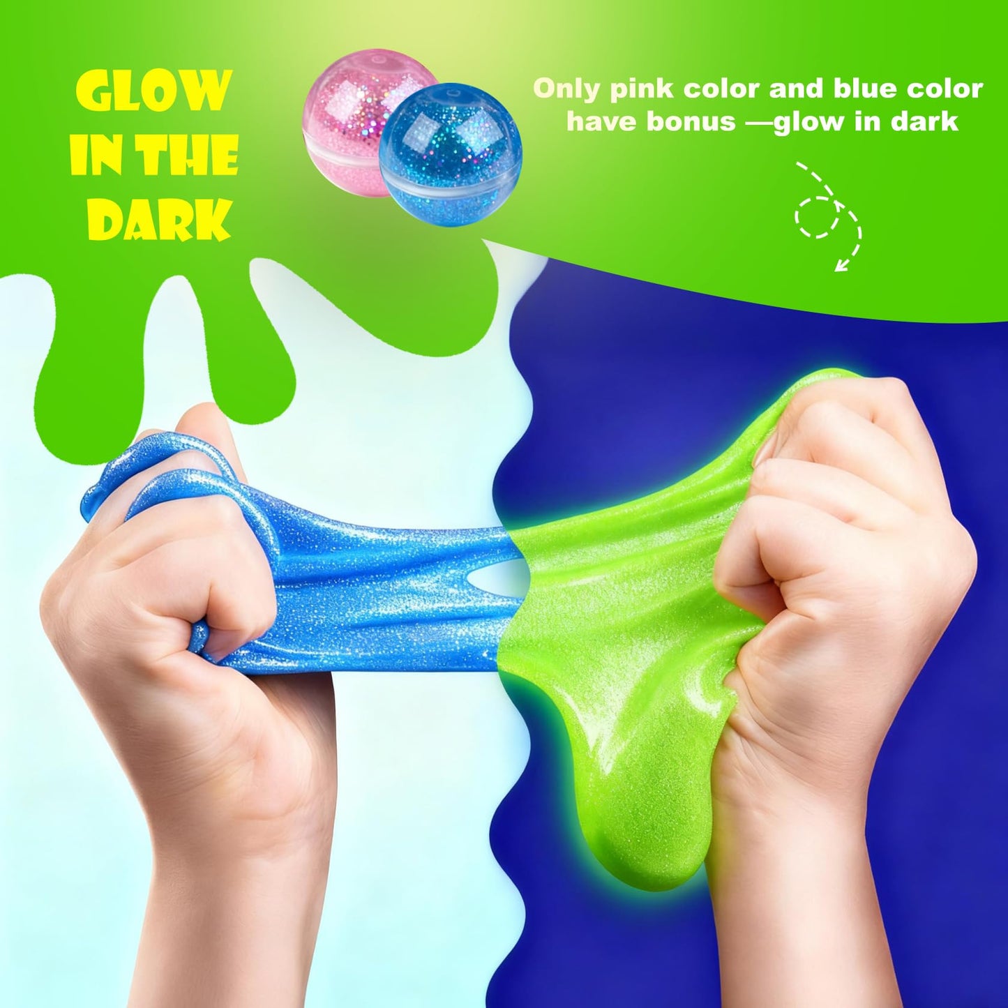 Jomi & Jolly 24 Pack Slime Valentines for Kids - No Mess Glitter Clear Slime Kit with Sequins & Glow in the Dark