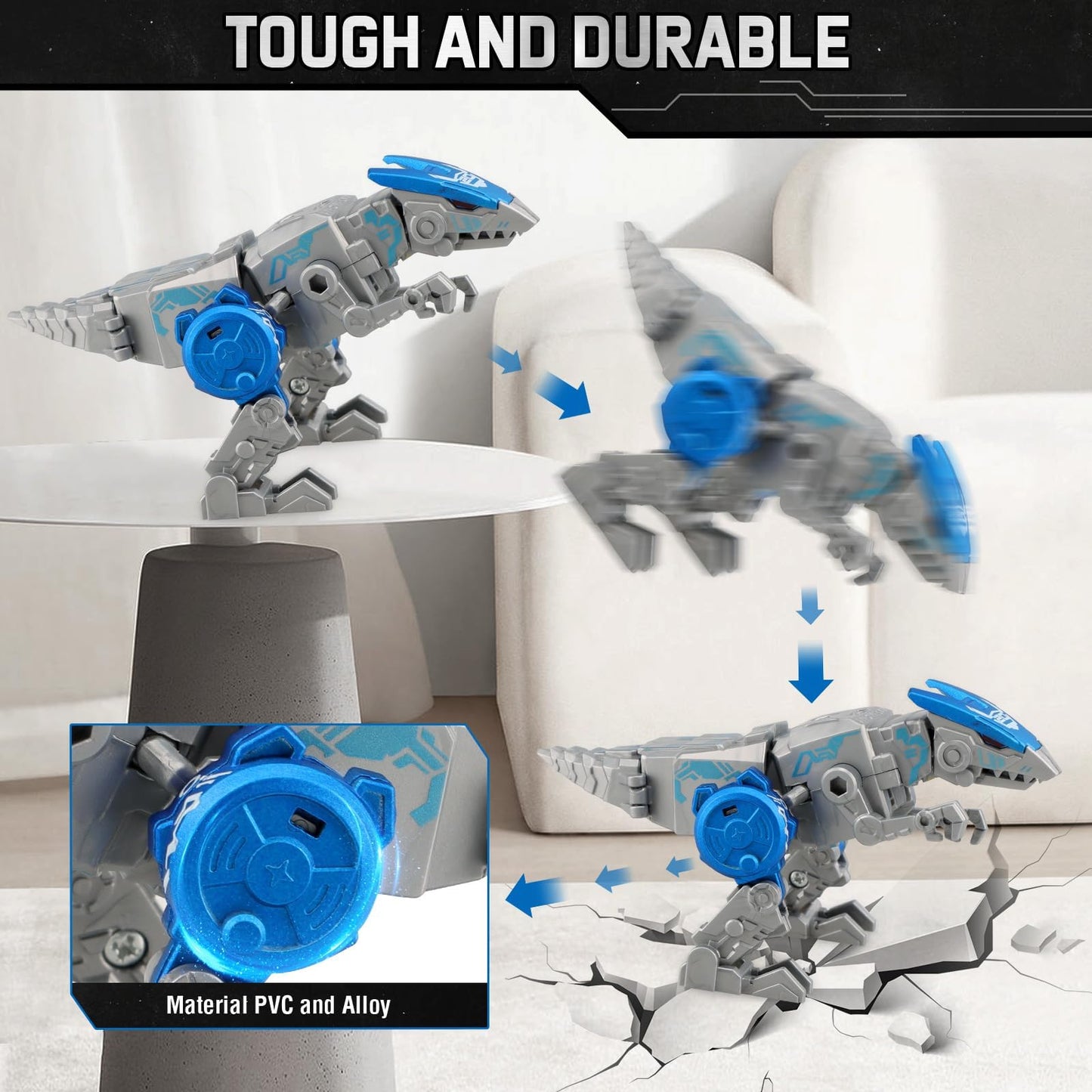 JONEG Transforming Robot Dinosaur – 11 Modes, 4-in-1 STEM Toy for Kids 5-10