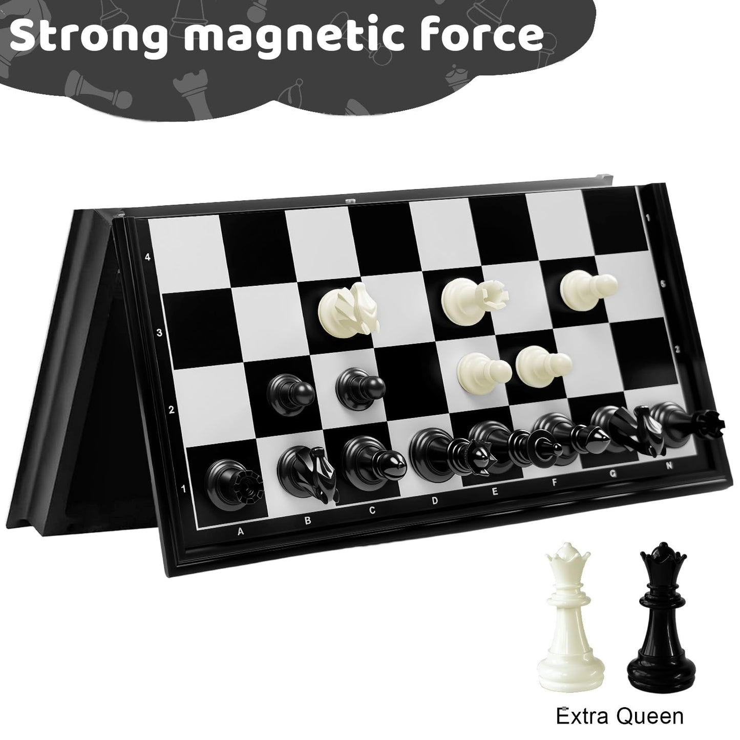 Joneytech Travel Chess Set – 10 Inch Magnetic Folding Board with 2 Extra Queens