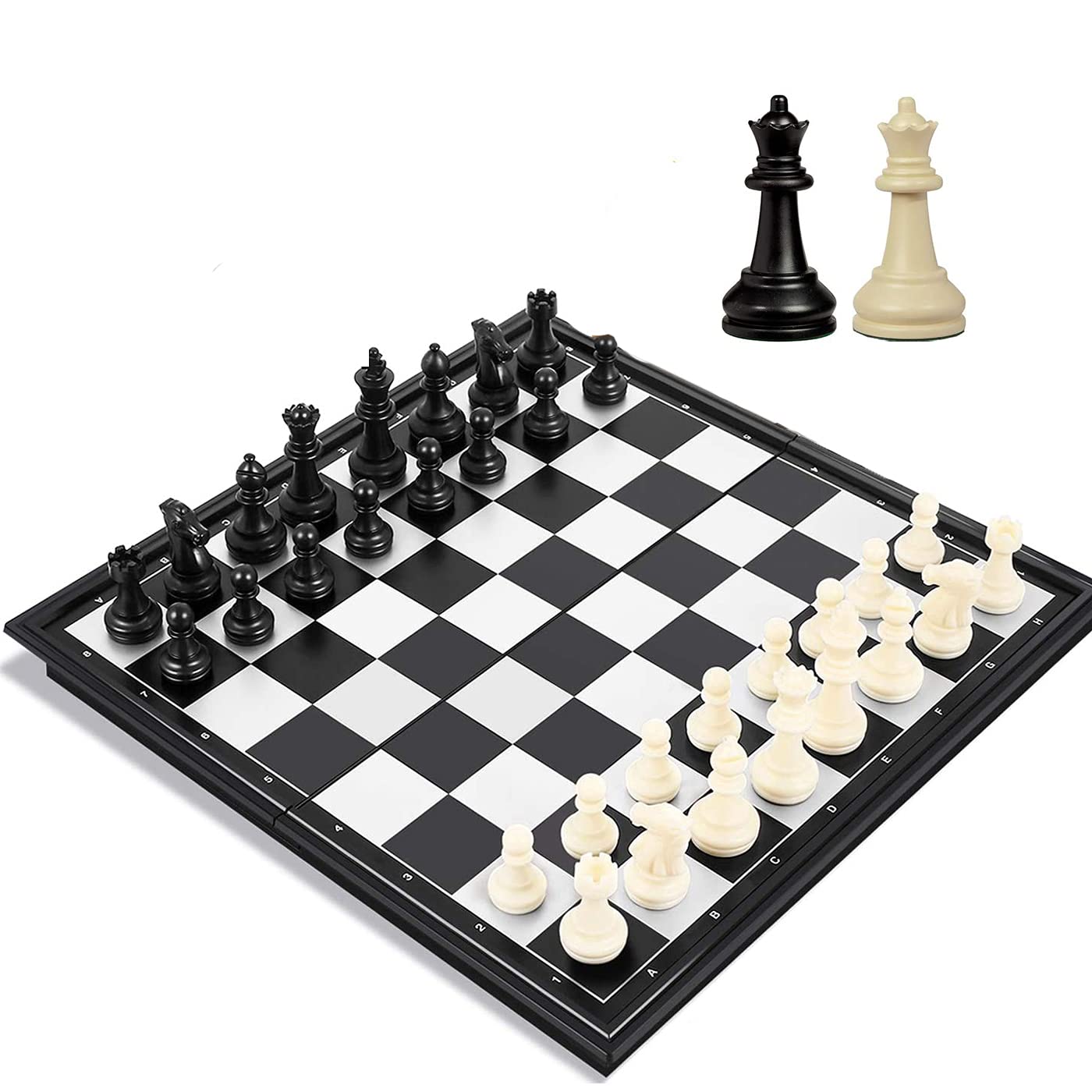 Joneytech Travel Chess Set – 10 Inch Magnetic Folding Board with 2 Extra Queens
