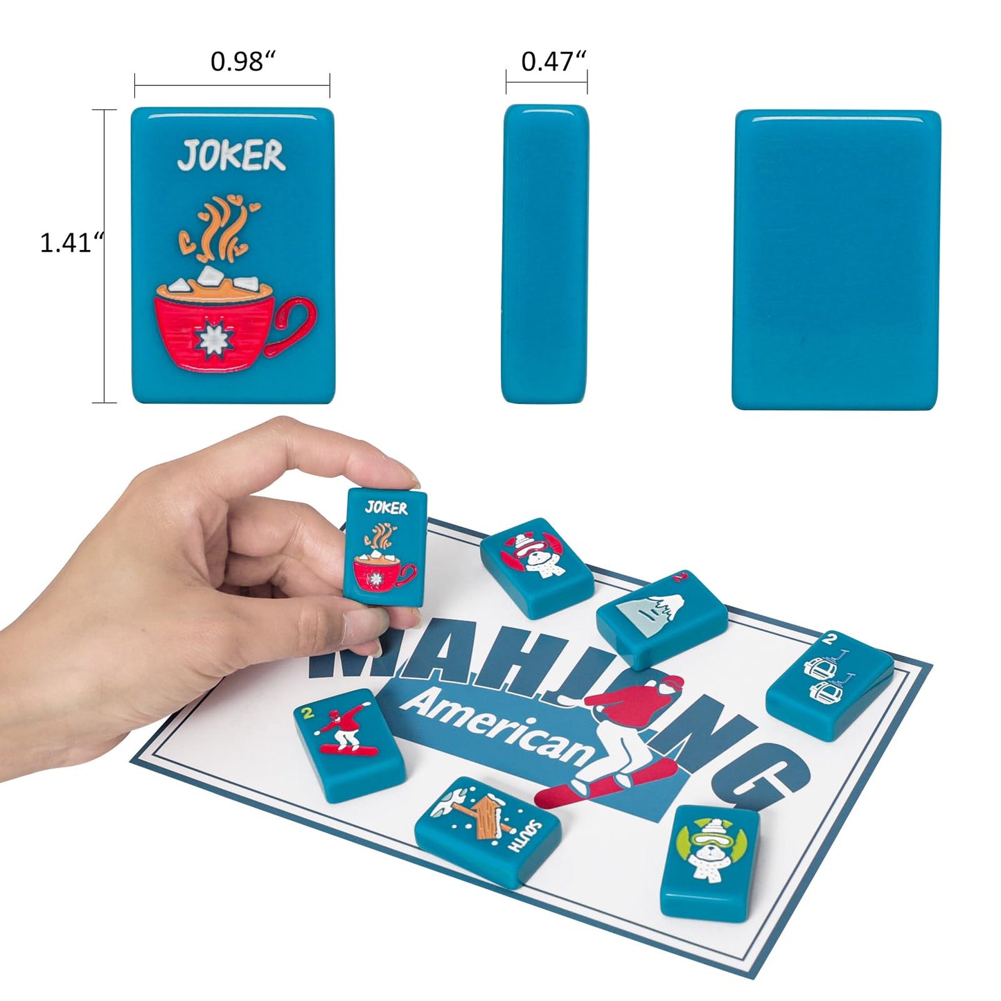 Jongyance American Mahjong Tile Set with Carrying Bag & Accessories — 160 Acrylic Engraved Tiles