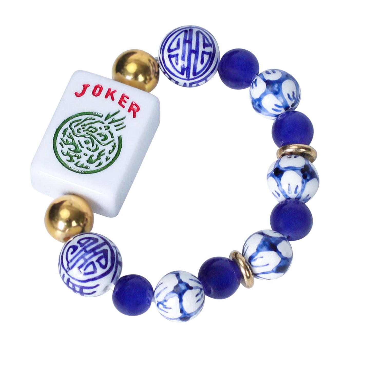 Jongyance American Mahjong Accessory (Blue) with Joker Tile — Adjustable Wrist Fit 5.7–7.25 in