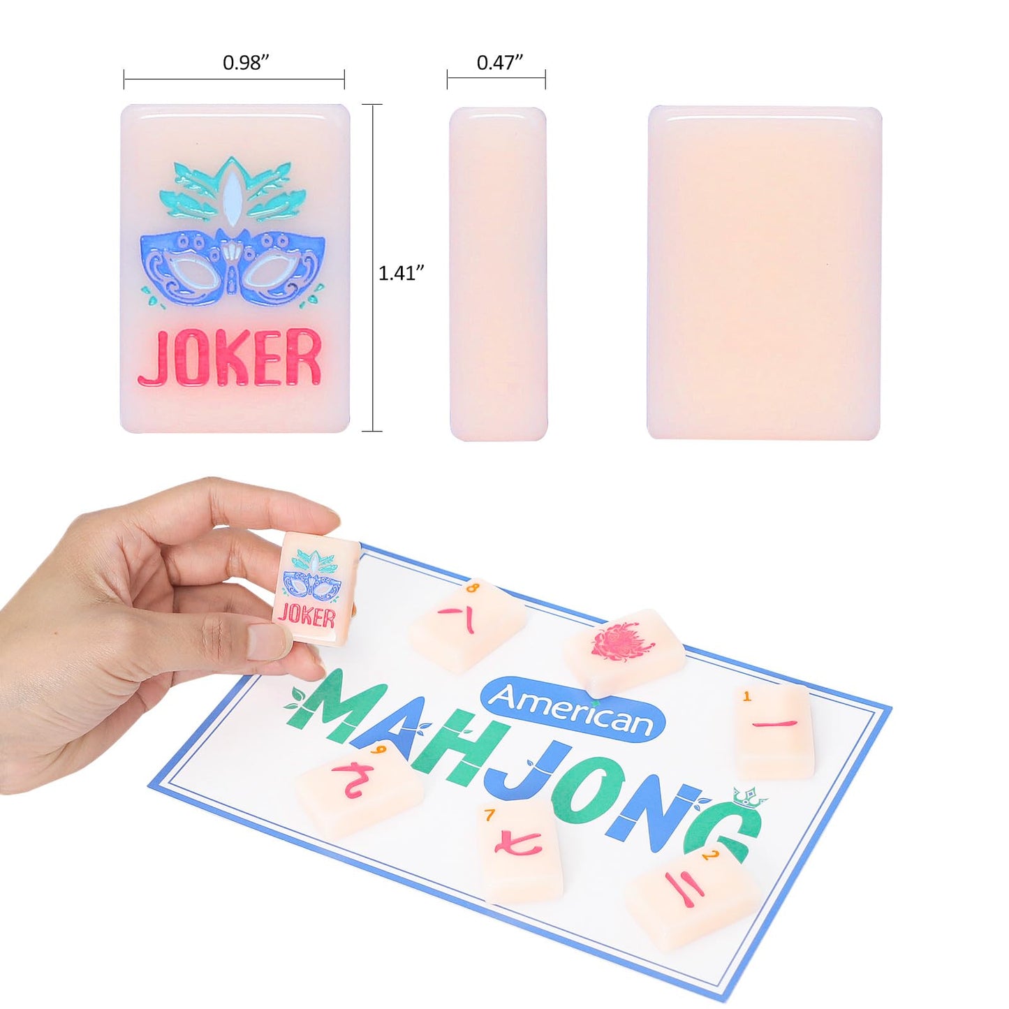 Jongyance American Mahjong Tile Set with Carrying Bag and Accessories – 160 Engraved Acrylic Tiles for Beginners