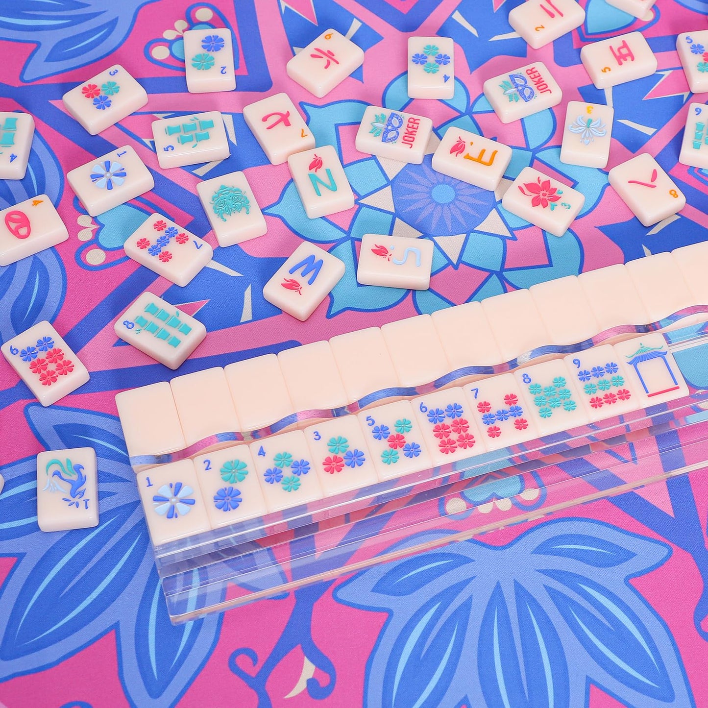 Jongyance American Mahjong Tile Set with Carrying Bag and Accessories – 160 Engraved Acrylic Tiles for Beginners