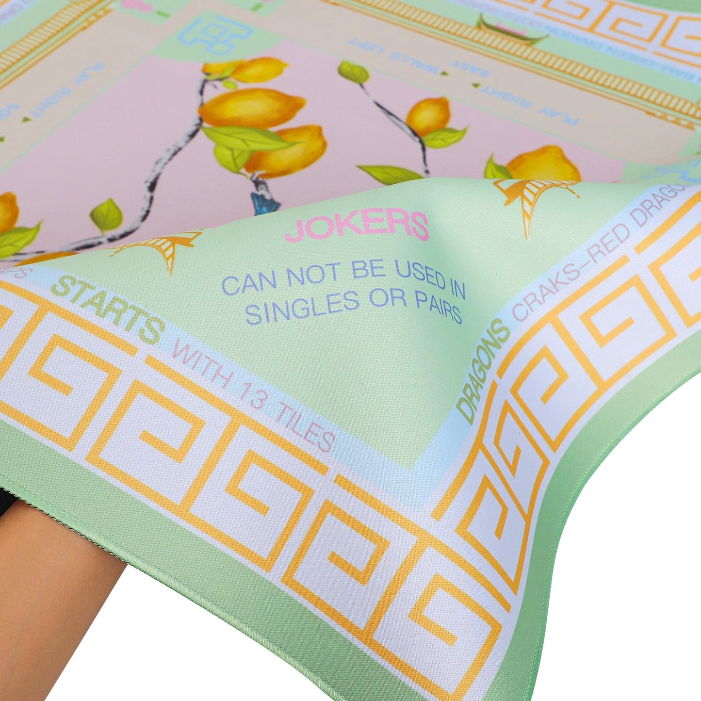 Jongyance Printed American Learning Mahjong Mat 33x33 – Anti-Slip, Noise-Reducing Table Mat