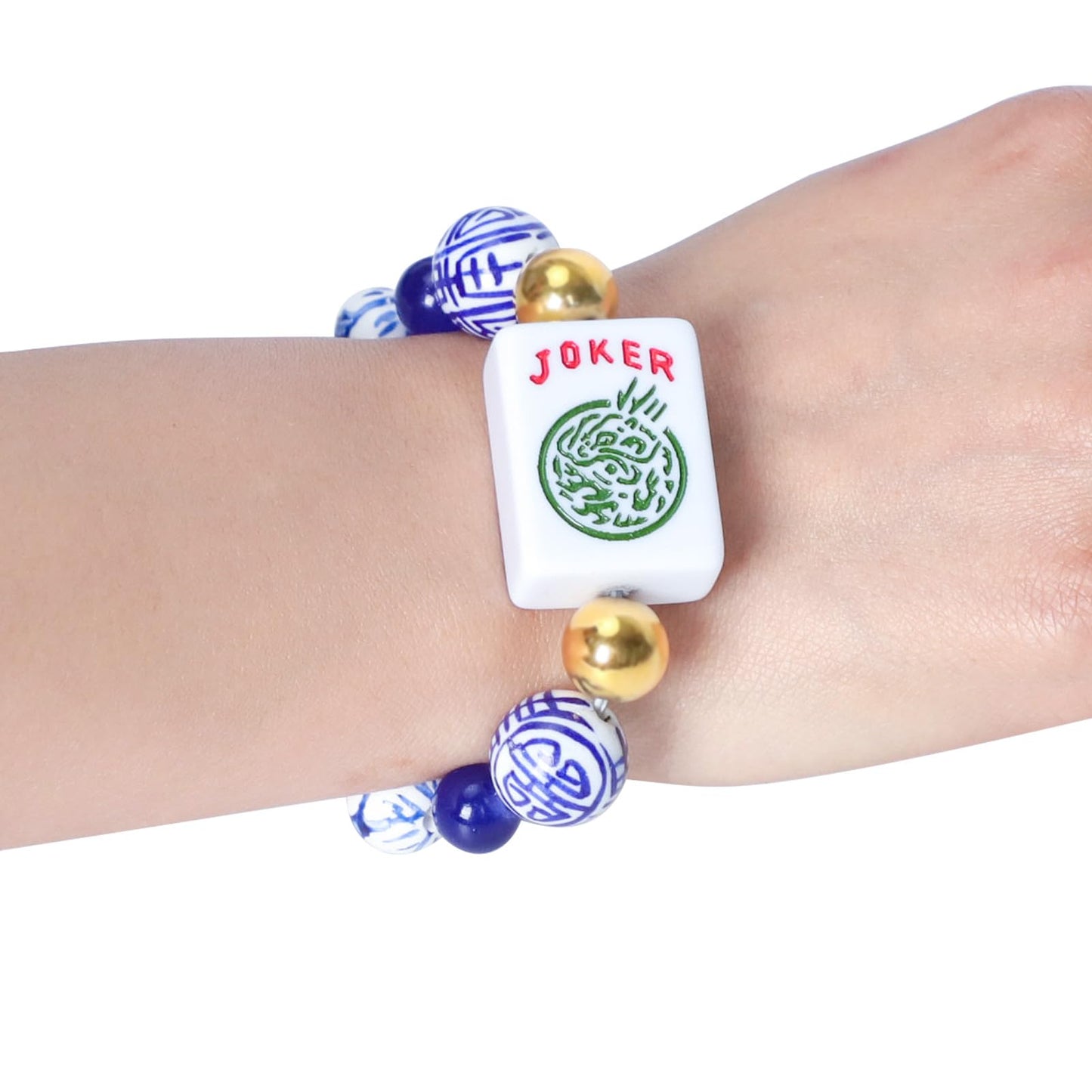 Jongyance American Mahjong Accessory (Blue) with Joker Tile — Adjustable Wrist Fit 5.7–7.25 in