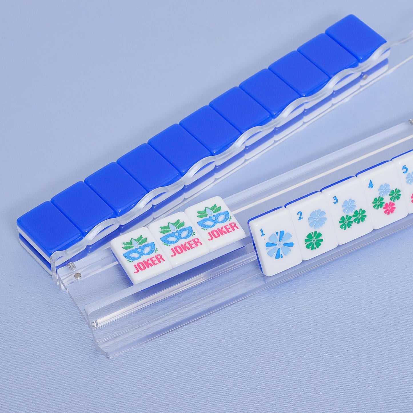 Jongyance Set of 4 Clear Acrylic Mahjong Racks with Redesigned Pusher – American Mahjong Accessories