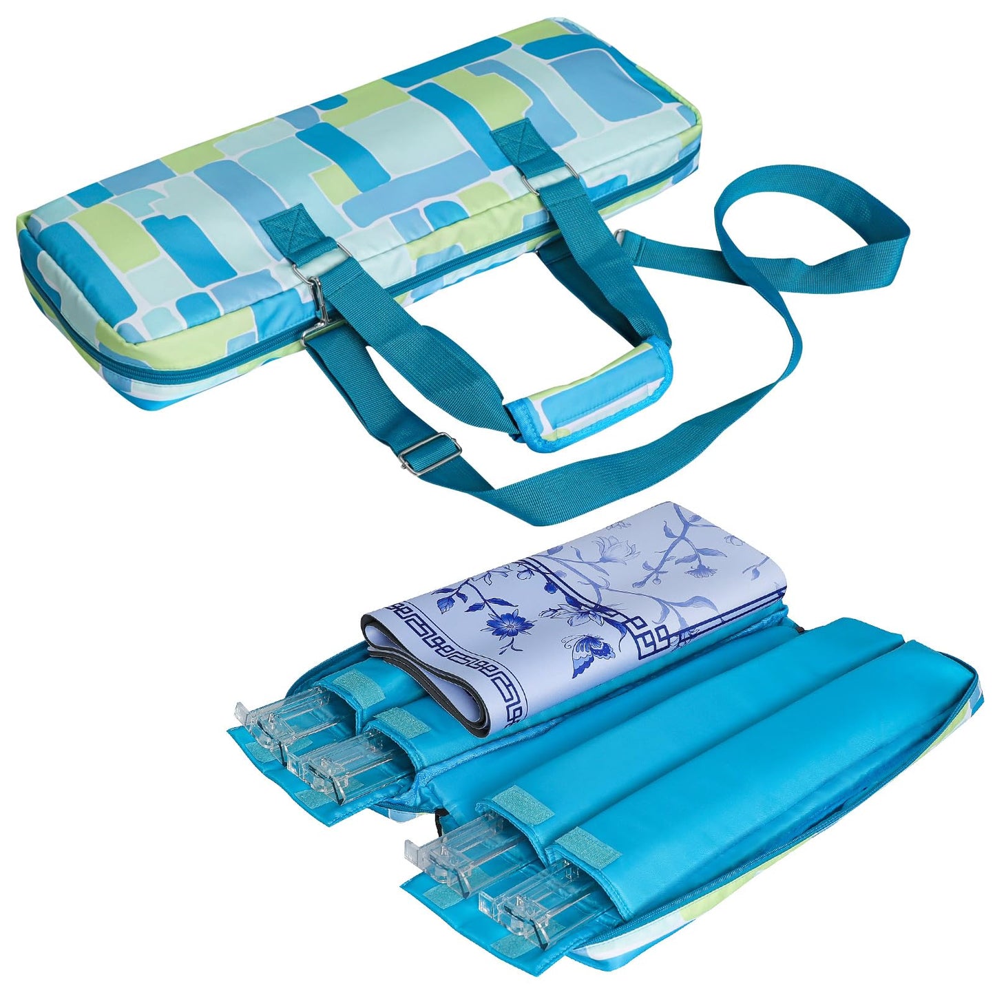 Jongyance Empty Mahjong Rack Bag Green | Holds 4 Racks & Mat, Padded & Durable
