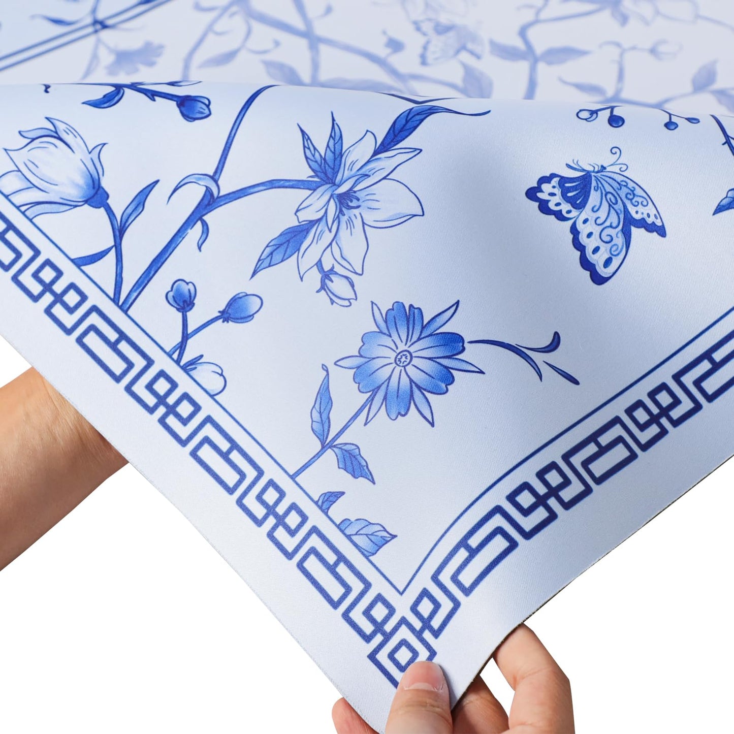 Jongyance Large Blue Printed Mahjong Mat 31.5 x 31.5 in with Carrying Bag | Anti-Slip & Noise-Reducing