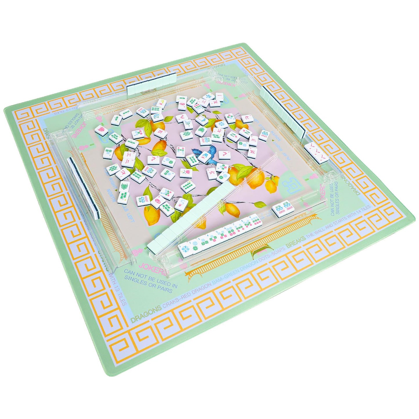 Jongyance Printed American Learning Mahjong Mat 33x33 – Anti-Slip, Noise-Reducing Table Mat