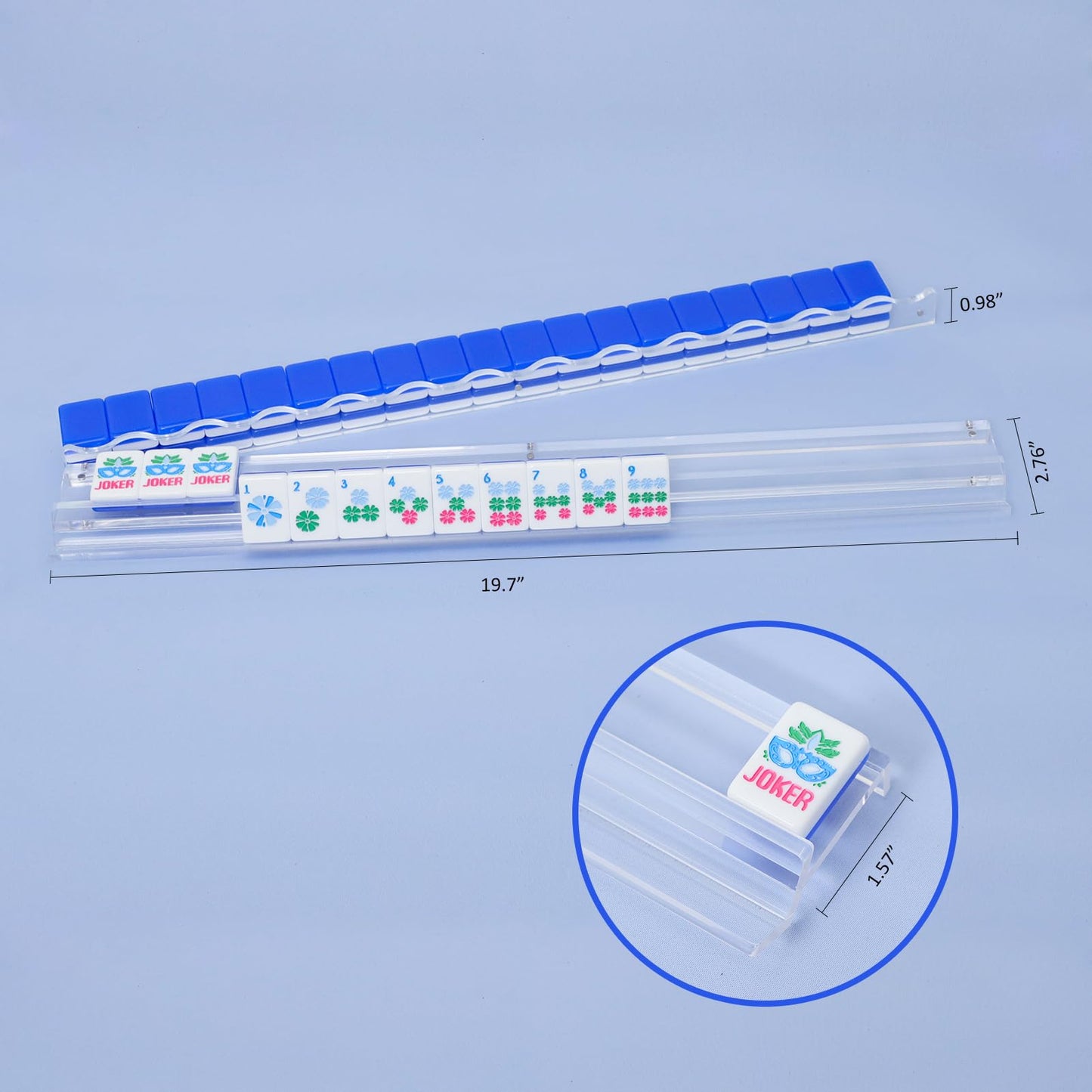 Jongyance Set of 4 Clear Acrylic Mahjong Racks with Redesigned Pusher – American Mahjong Accessories