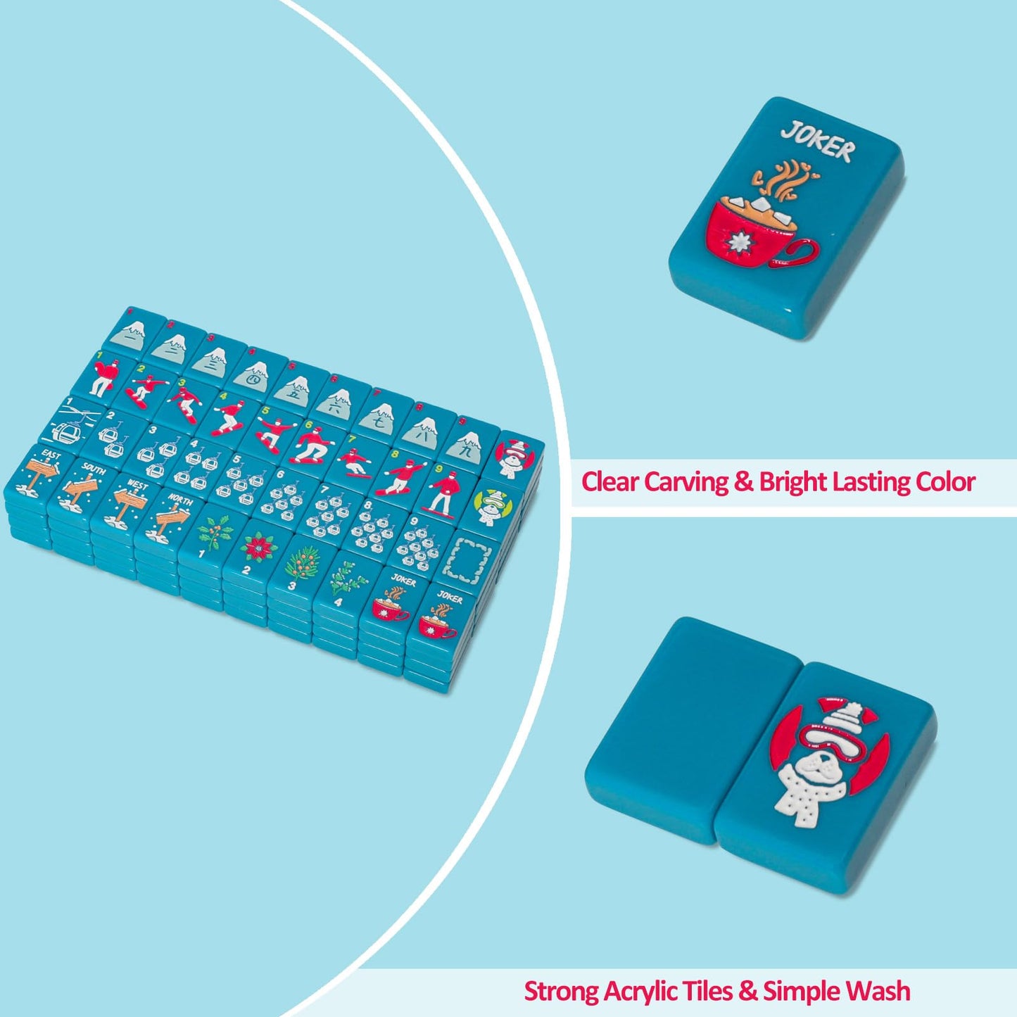 Jongyance American Mahjong Tile Set with Carrying Bag & Accessories — 160 Acrylic Engraved Tiles