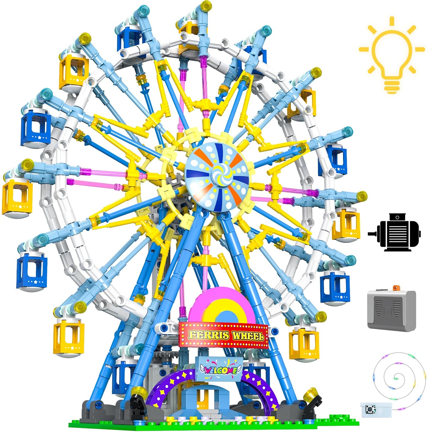 Joniuuca 813-Piece Ferris Wheel Building Set with Lights and Motors | STEM Toy for Ages 8-12