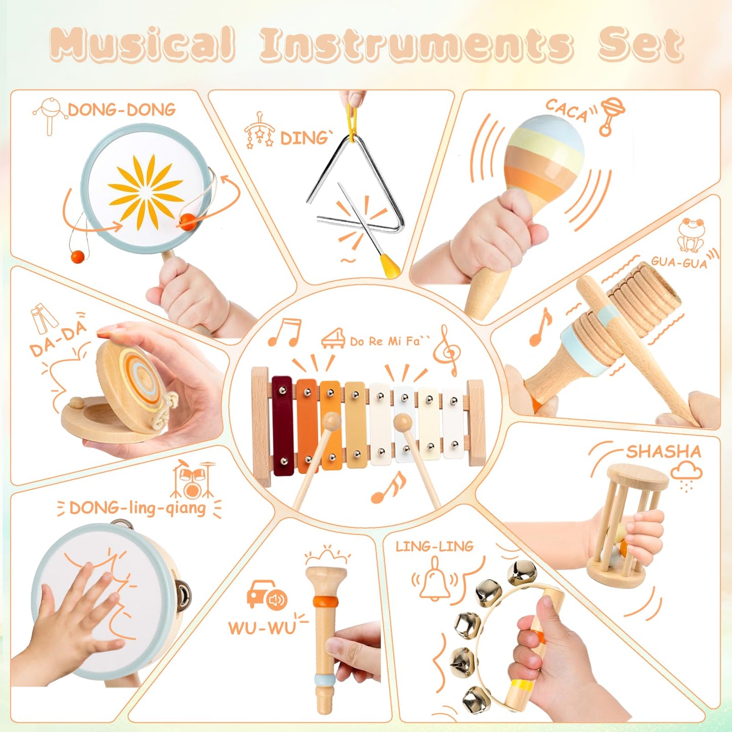 JOOMLAFLY 12-Piece Baby Musical Instruments Set for Toddlers 1-3