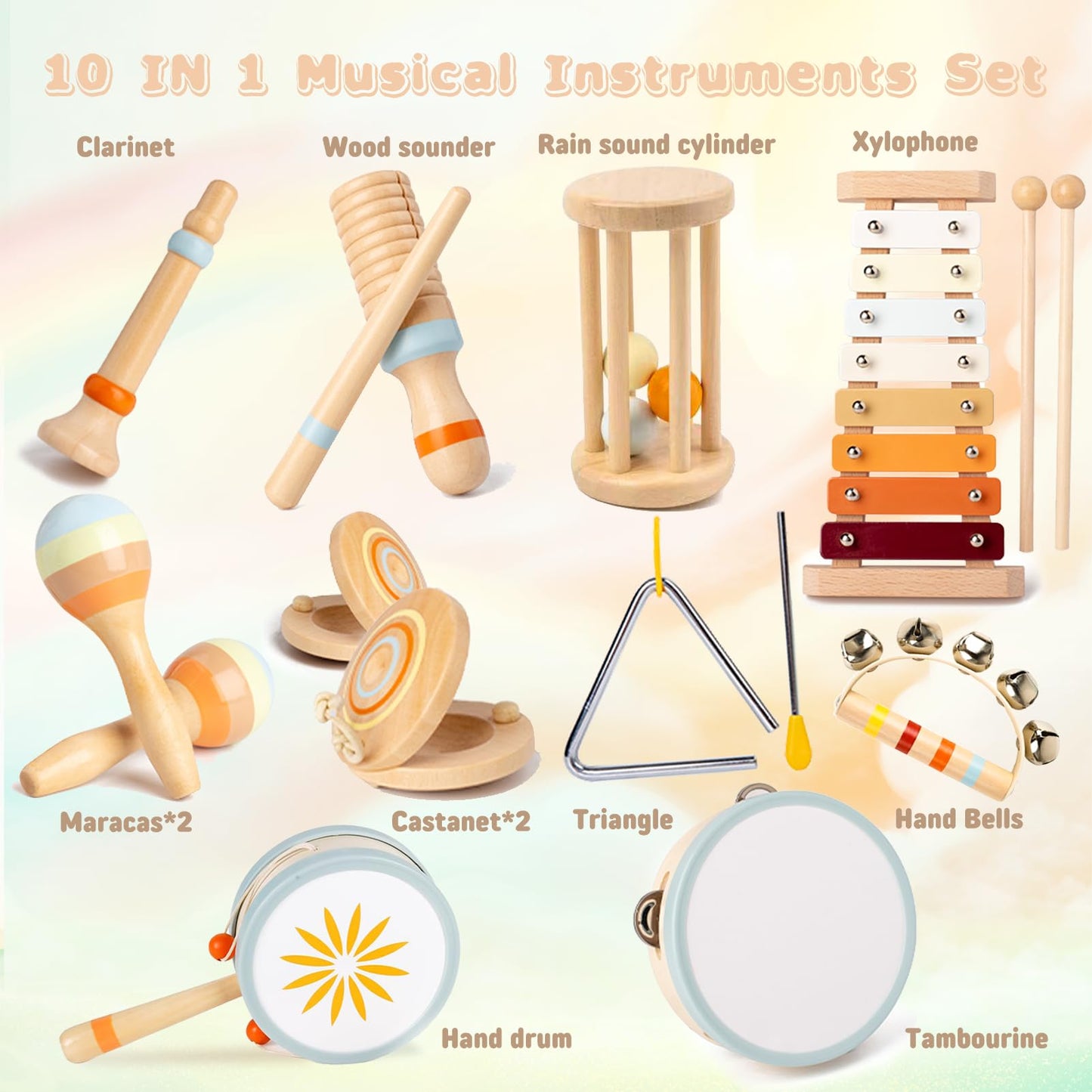 JOOMLAFLY 12-Piece Baby Musical Instruments Set for Toddlers 1-3
