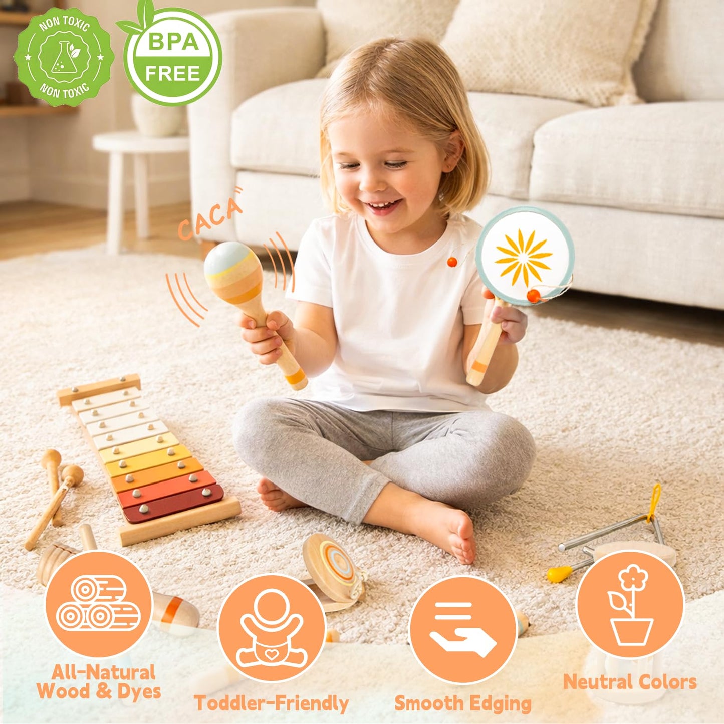 JOOMLAFLY 12-Piece Baby Musical Instruments Set for Toddlers 1-3